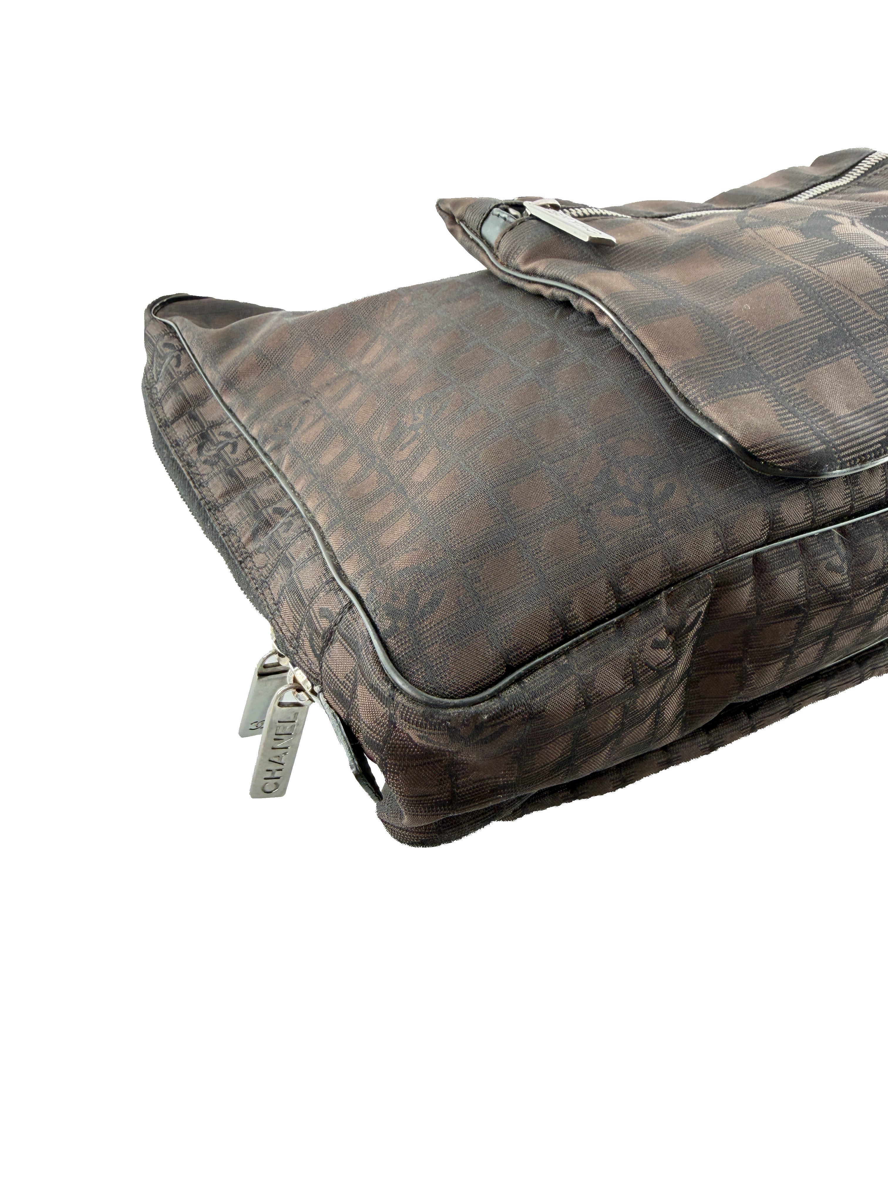 Chanel brown/black nylon and leather travel briefcase 9253964