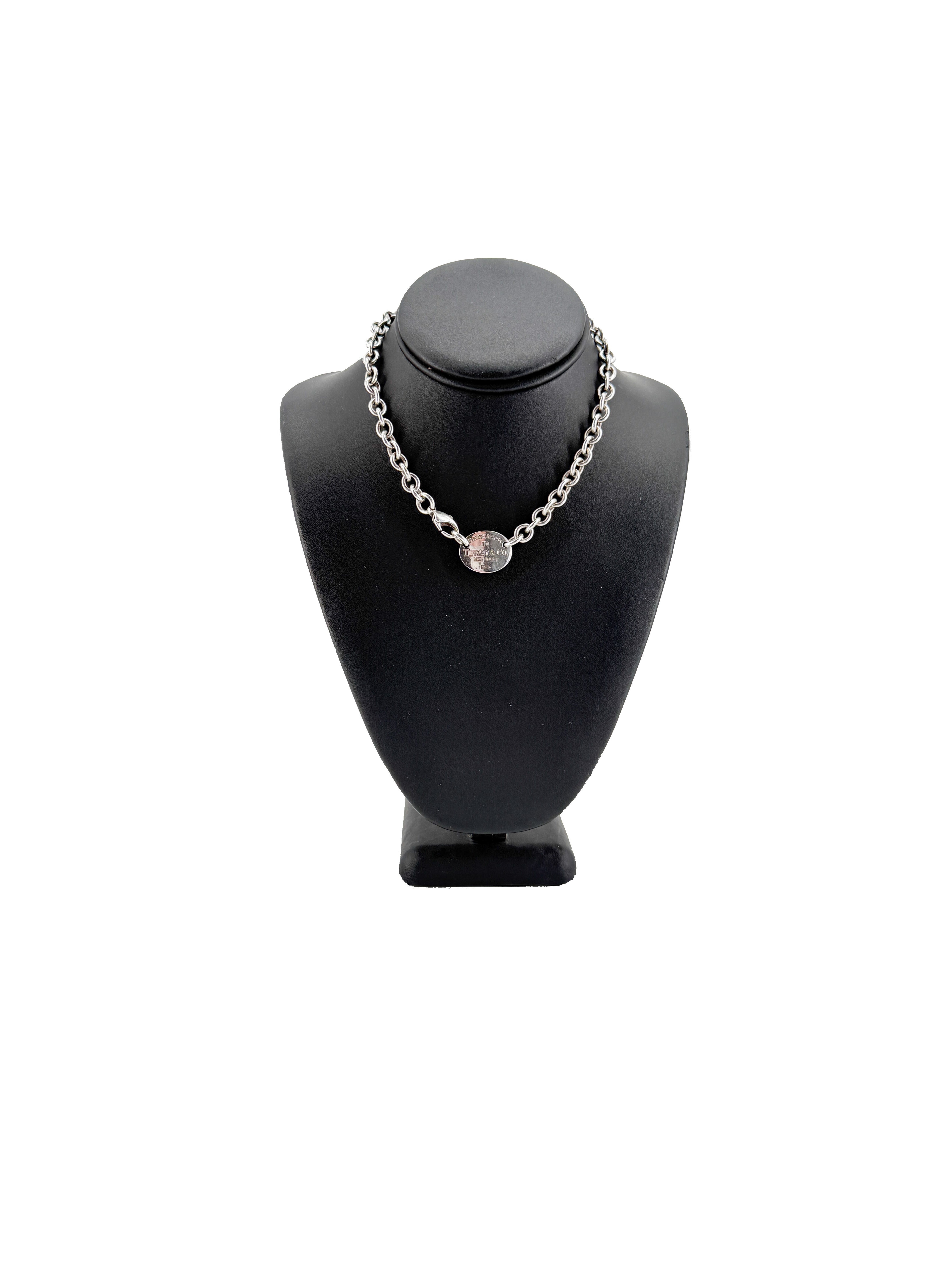 Tiffany & Co return to oval tag necklace
