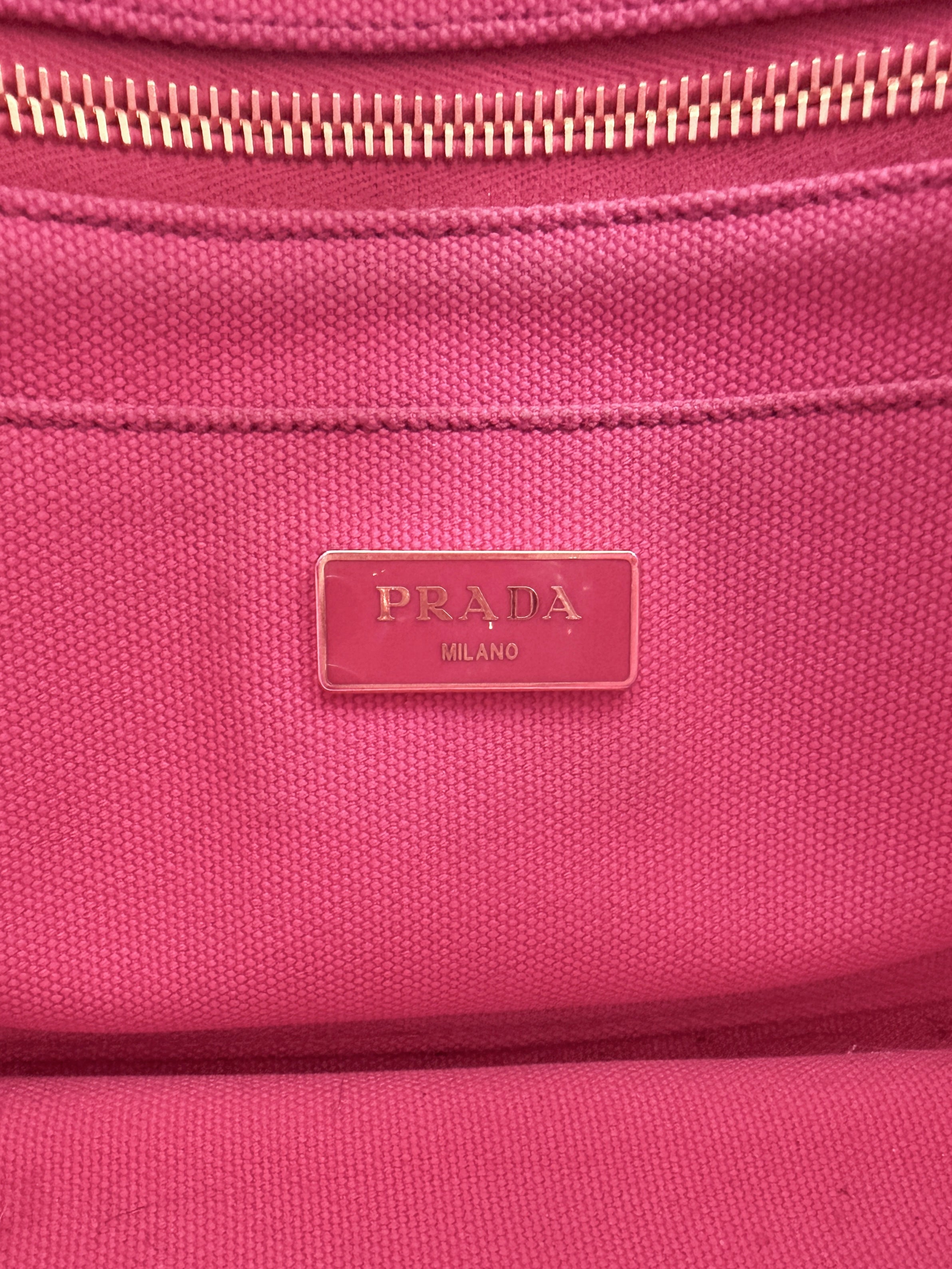 Prada pink canvas Canapa tote 158 B