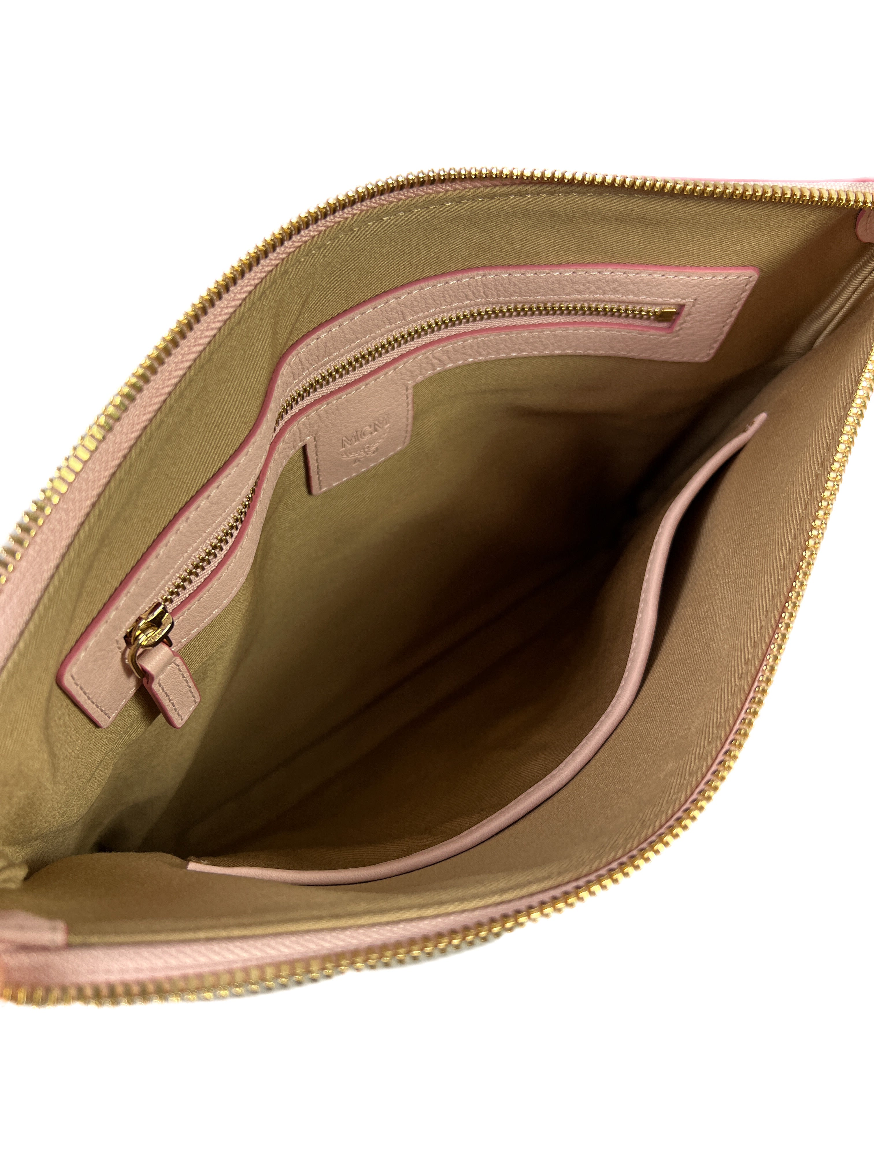 MCM pink visetos slim pouch crossbody