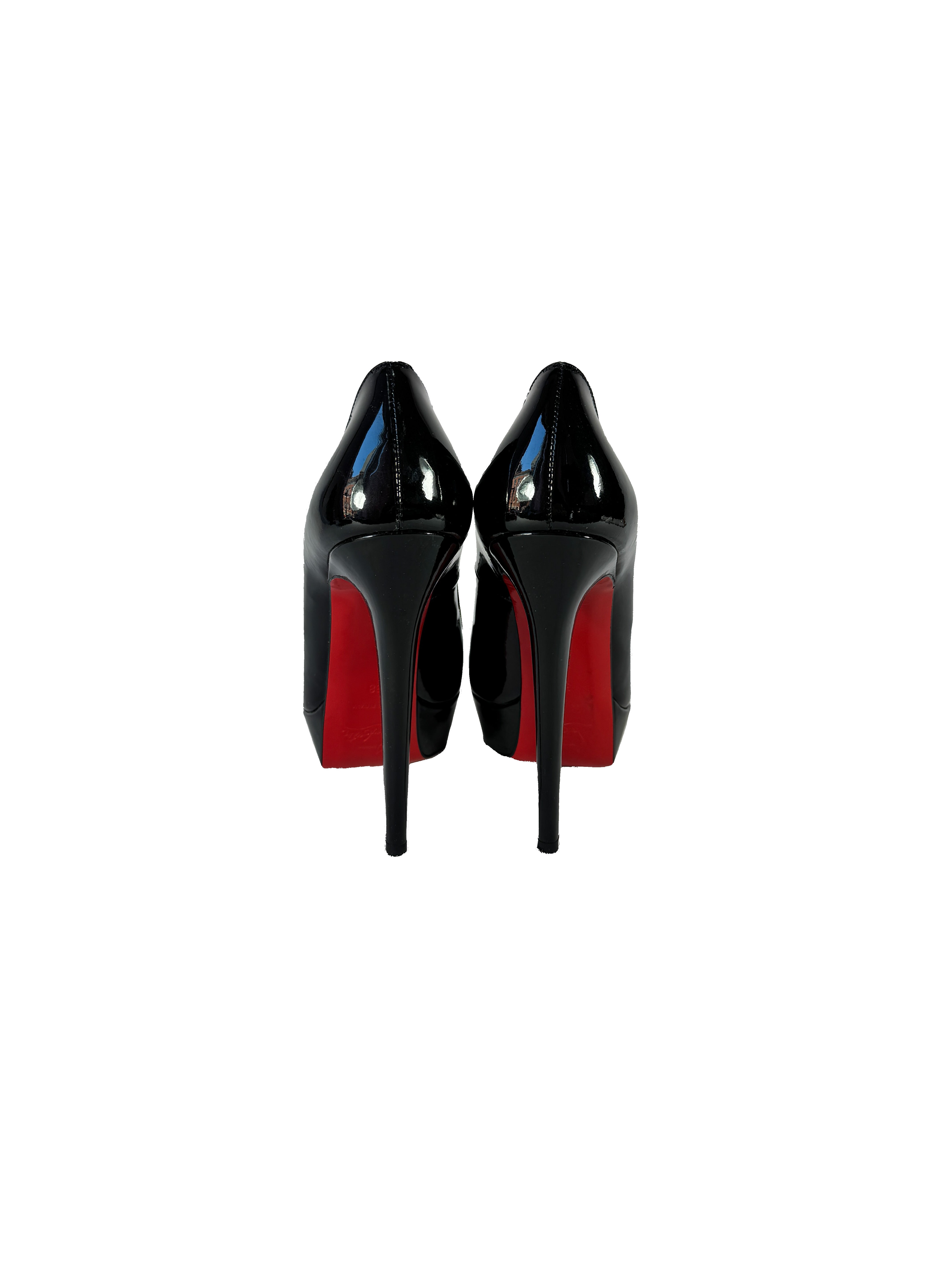 Christian Louboutin black patent leather Bianca pumps 140 size 38