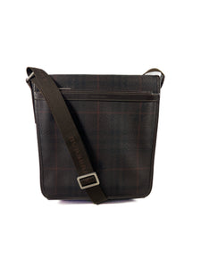 Burberry brown plaid coated canvas messenger bag