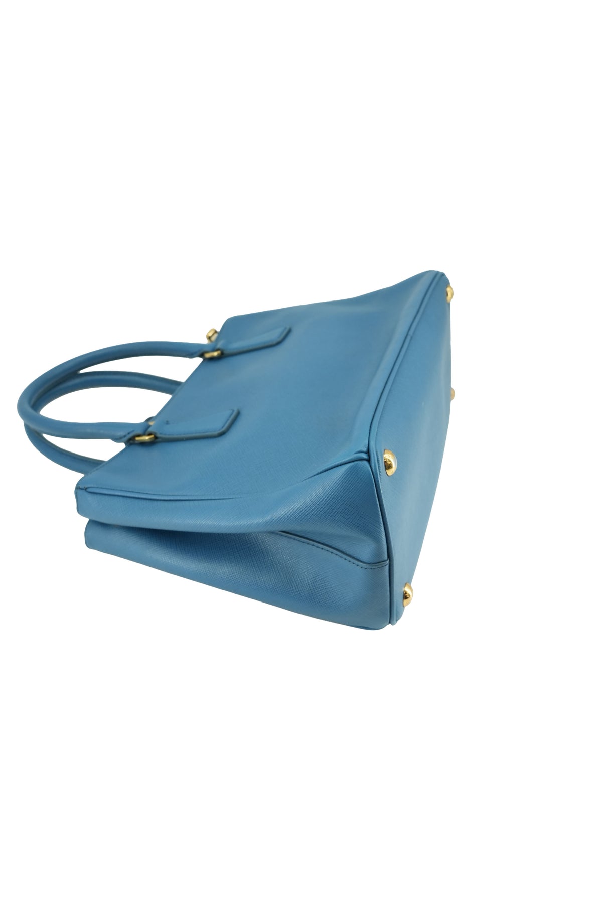 Prada blue leather saffiano Galleria double zip tote 31 Y