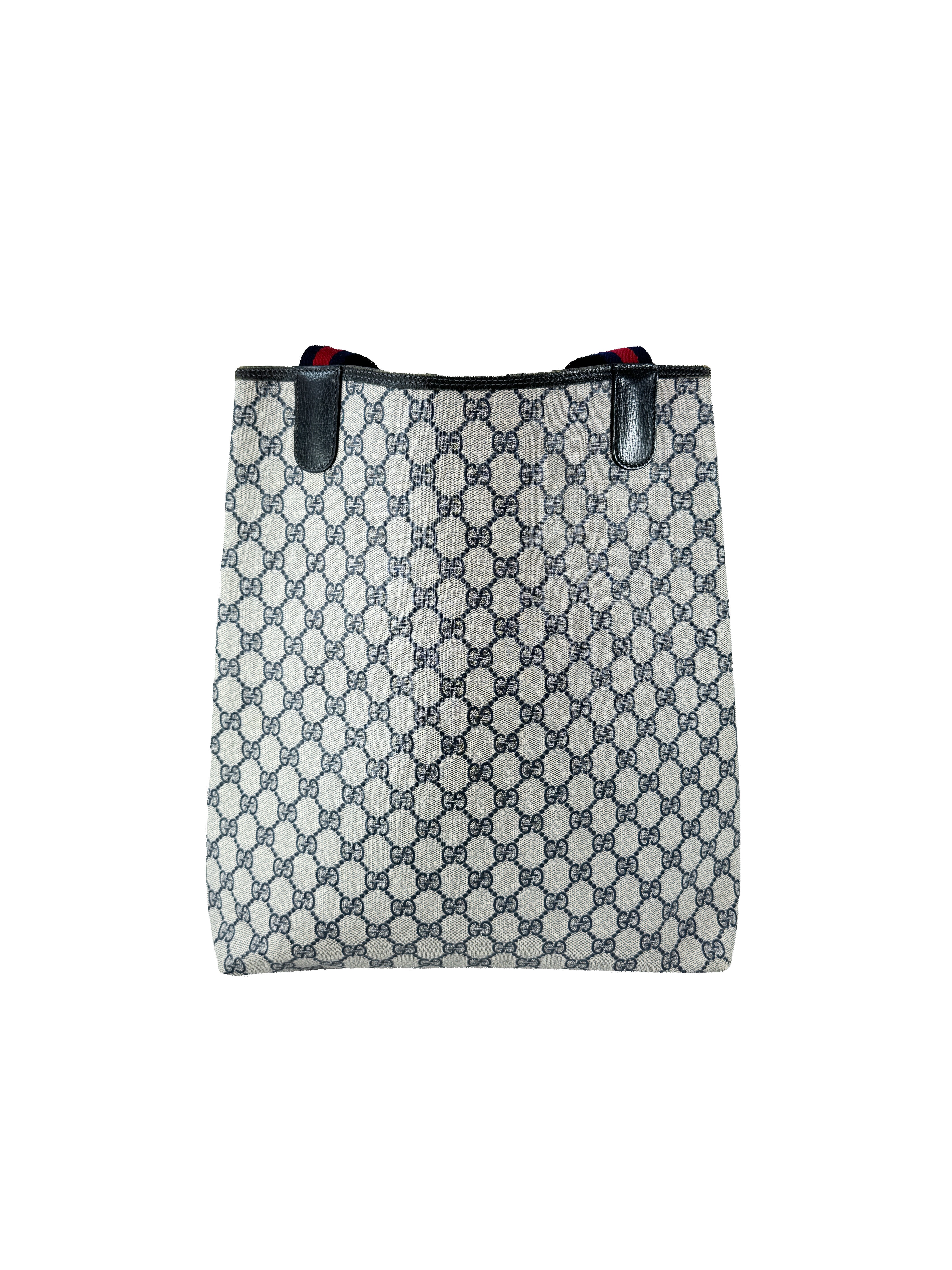 Gucci GG navy sherry line vintage tote 3902003