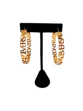 Versace logo gold tone hoop earrings retail $650