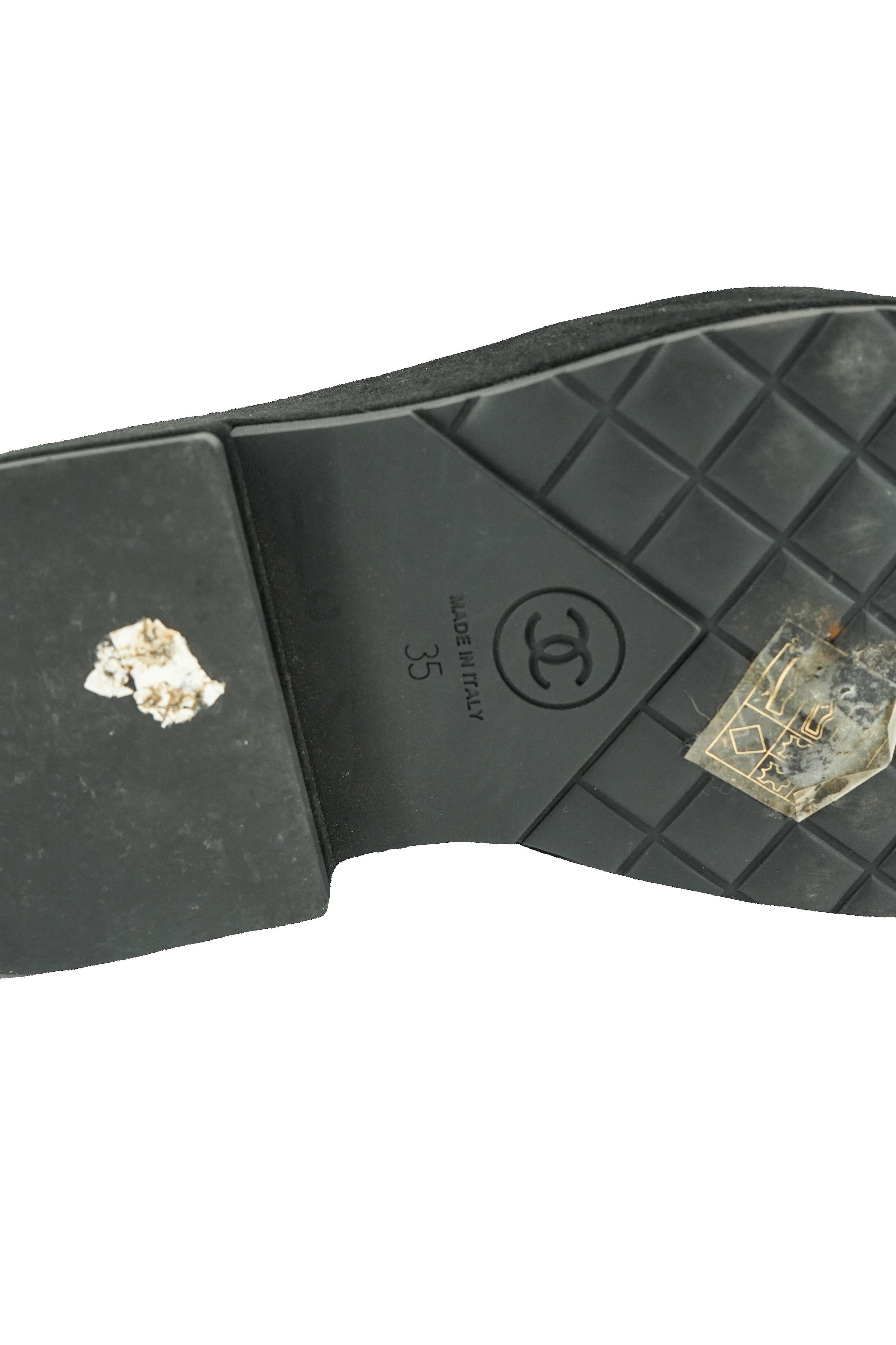 Chanel black velvet platform combag boots size 35
