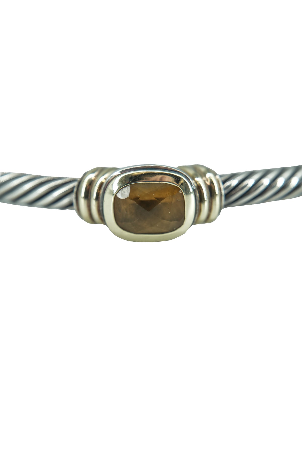David Yurman sterling silver, yellow gold, citrine Noblesse bracelet