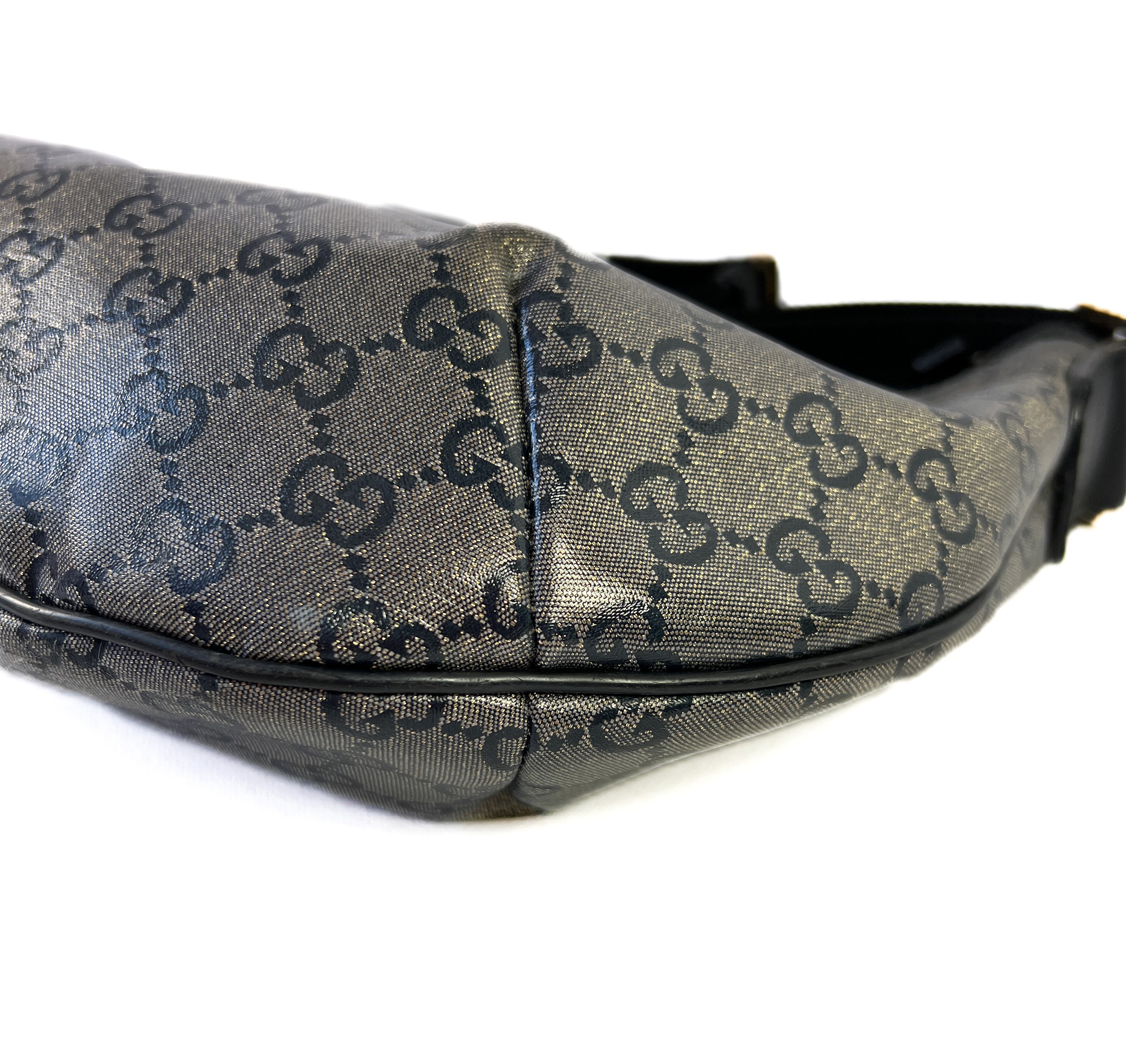 Gucci black and gold GG crossbody