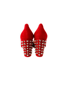 Christian Louboutin red Donna Stud Spikes 85MM pumps size 38 NEW BOX retail $895