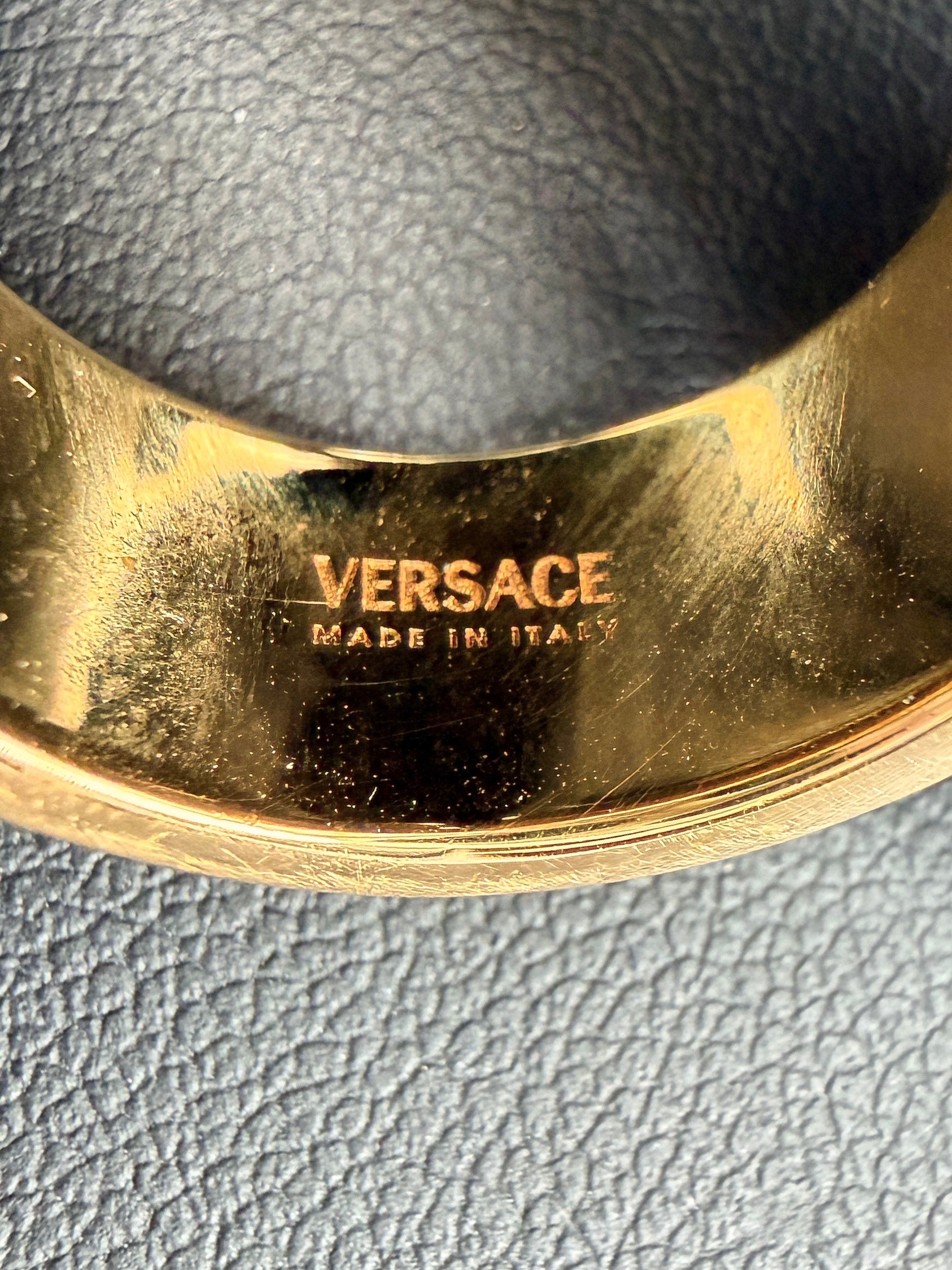 Versace gold tone V Virtus ring