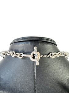 David Yurman sterling silver, clear quartz, black diamond Figaro necklace
