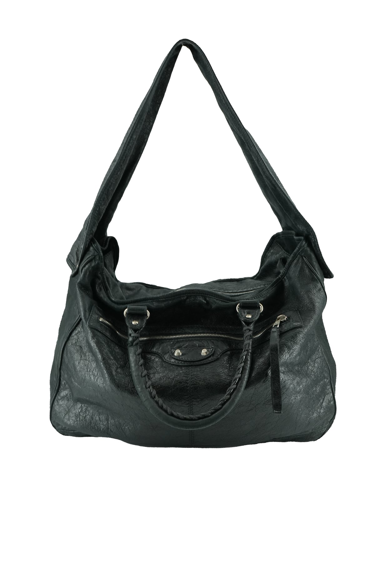 Balenciaga black leather Motocross Bridge bag 213048