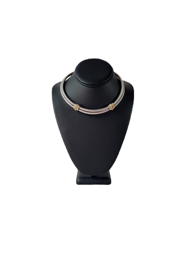 David Yurman sterling silver 14k gold double cable necklace