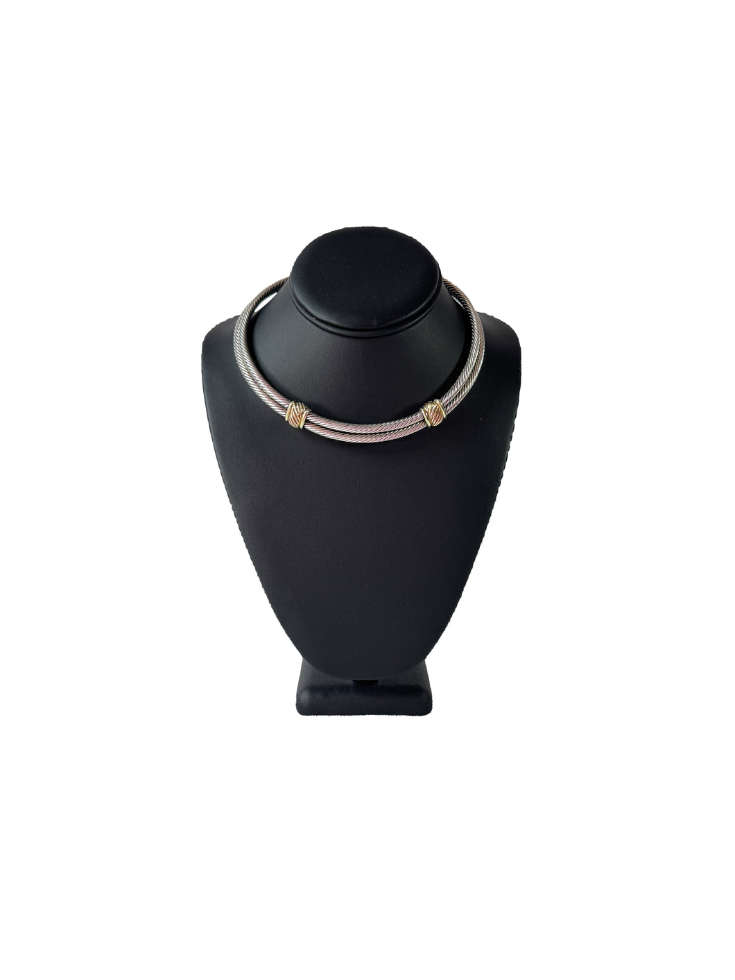 David Yurman sterling silver 14k gold double cable necklace