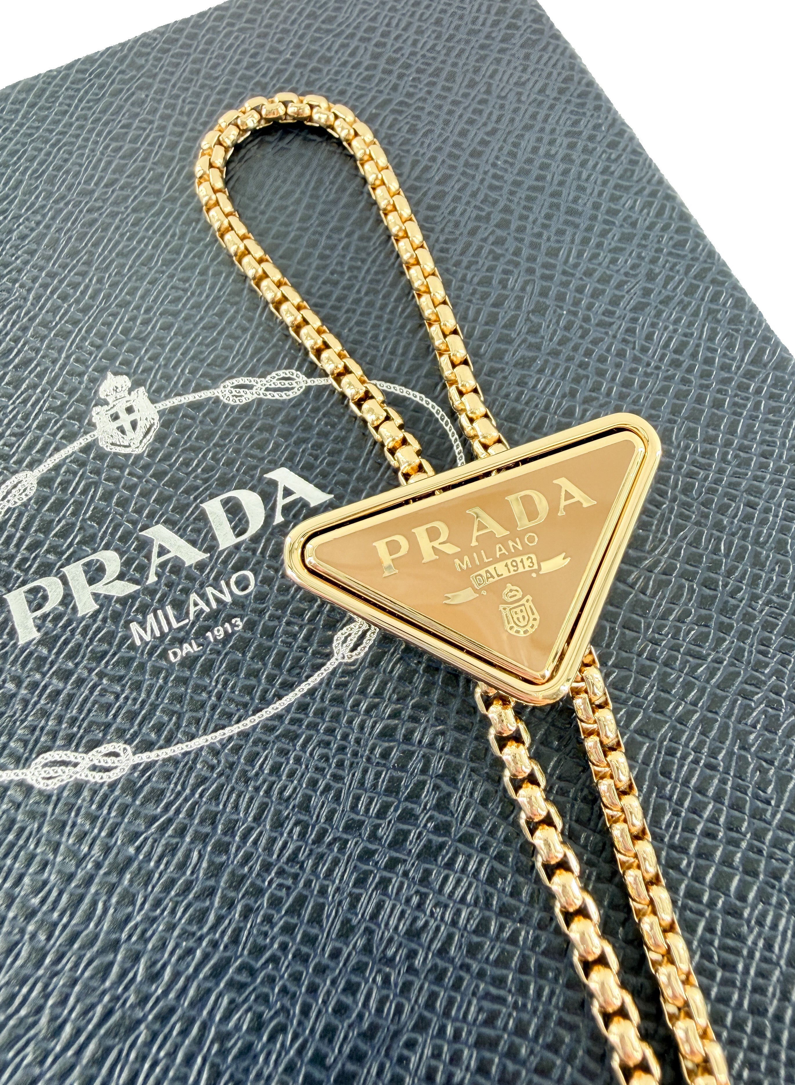 Prada beige symbol card holder with strap 62