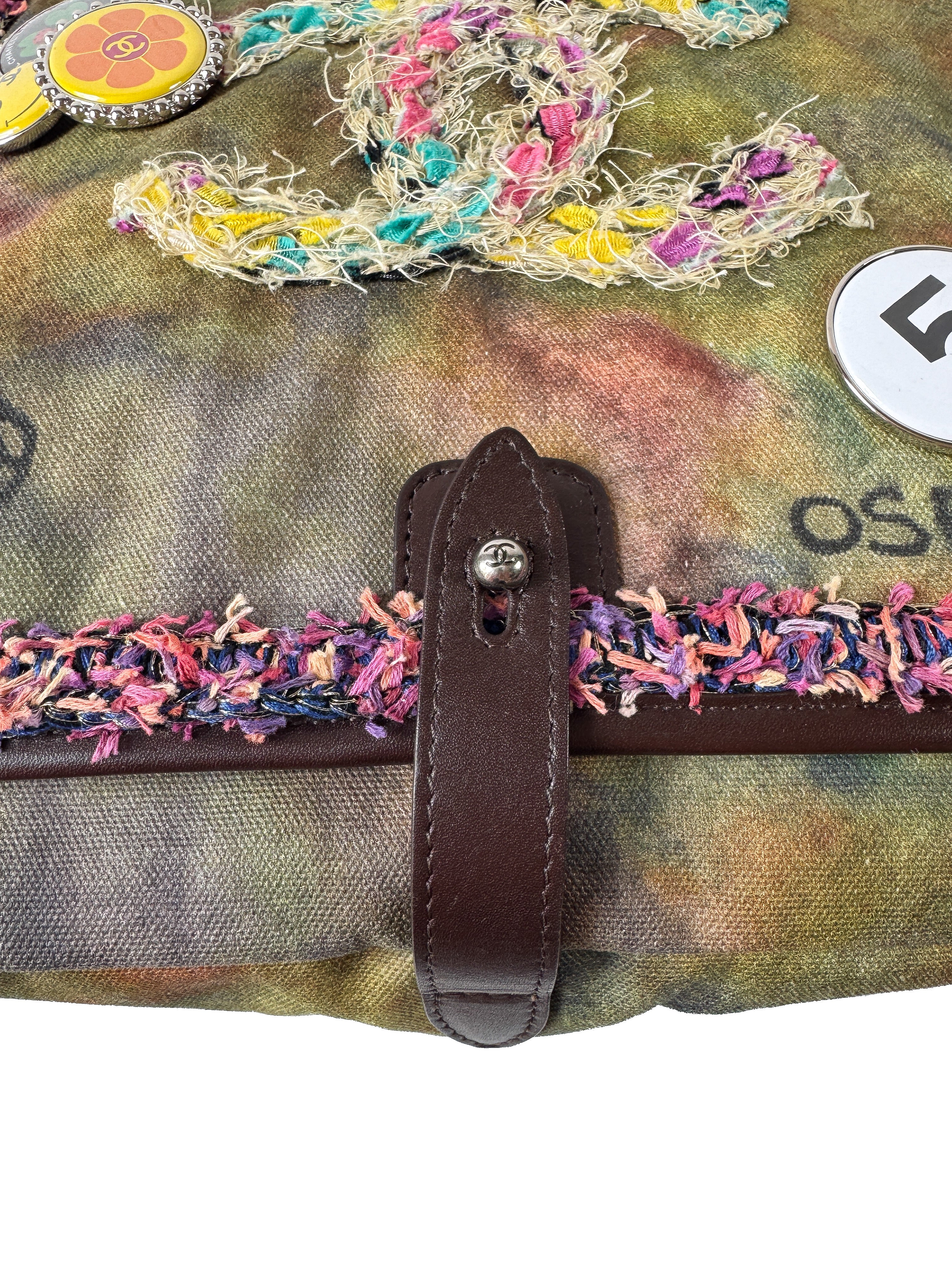 Chanel Washed Toile Graffiti On The Pavements Messenger Khaki Multicolor