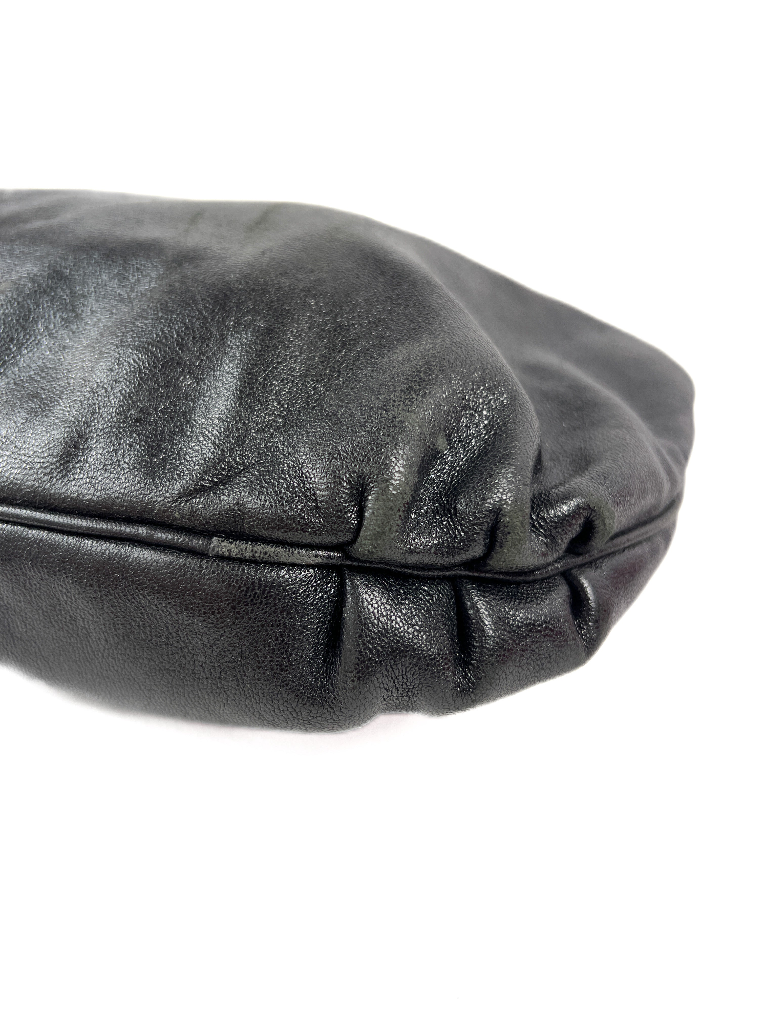 Fendi black leather hobo shoulder bag