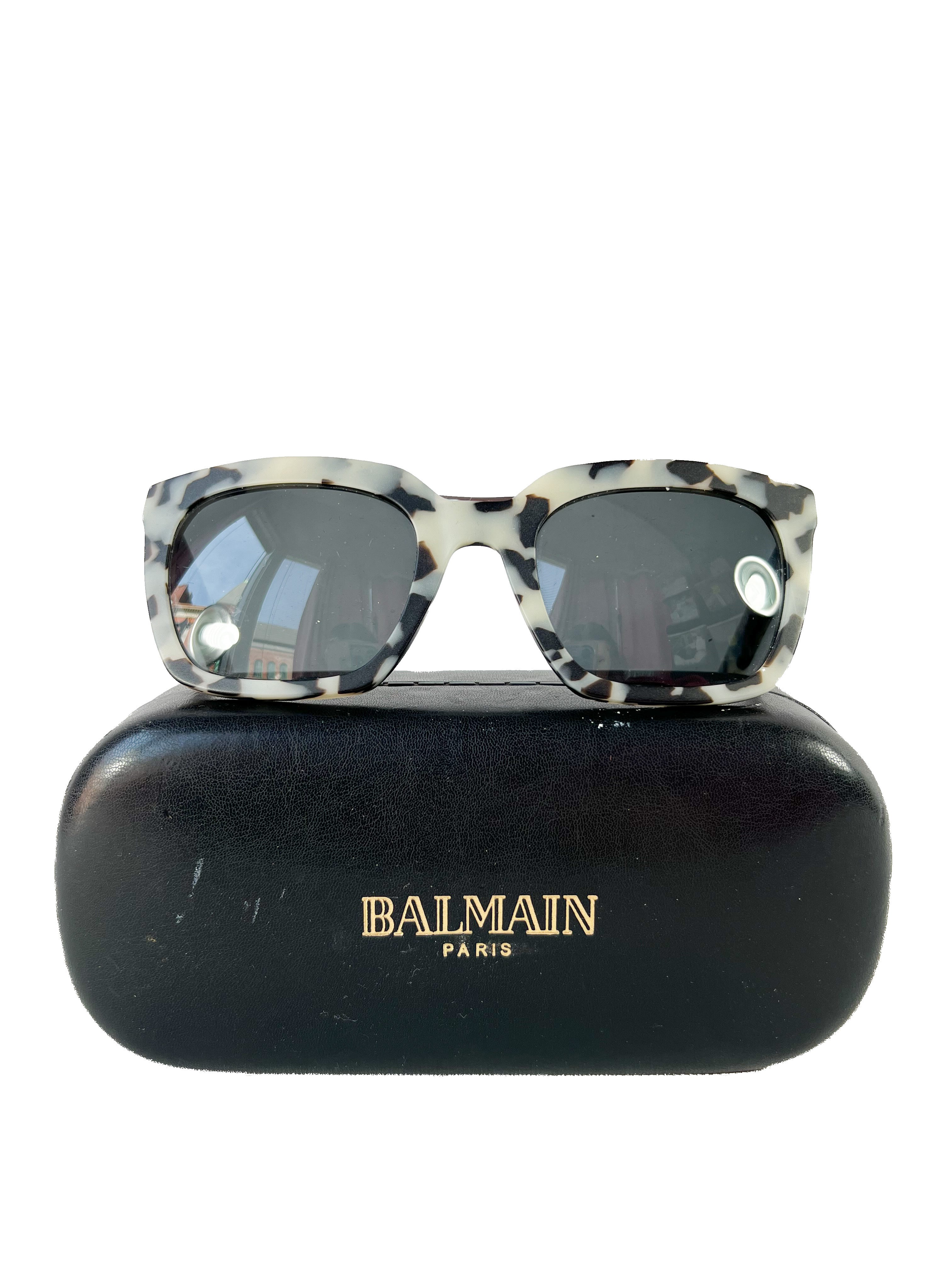 Balmain gray Havana tortoise sunglasses CASE