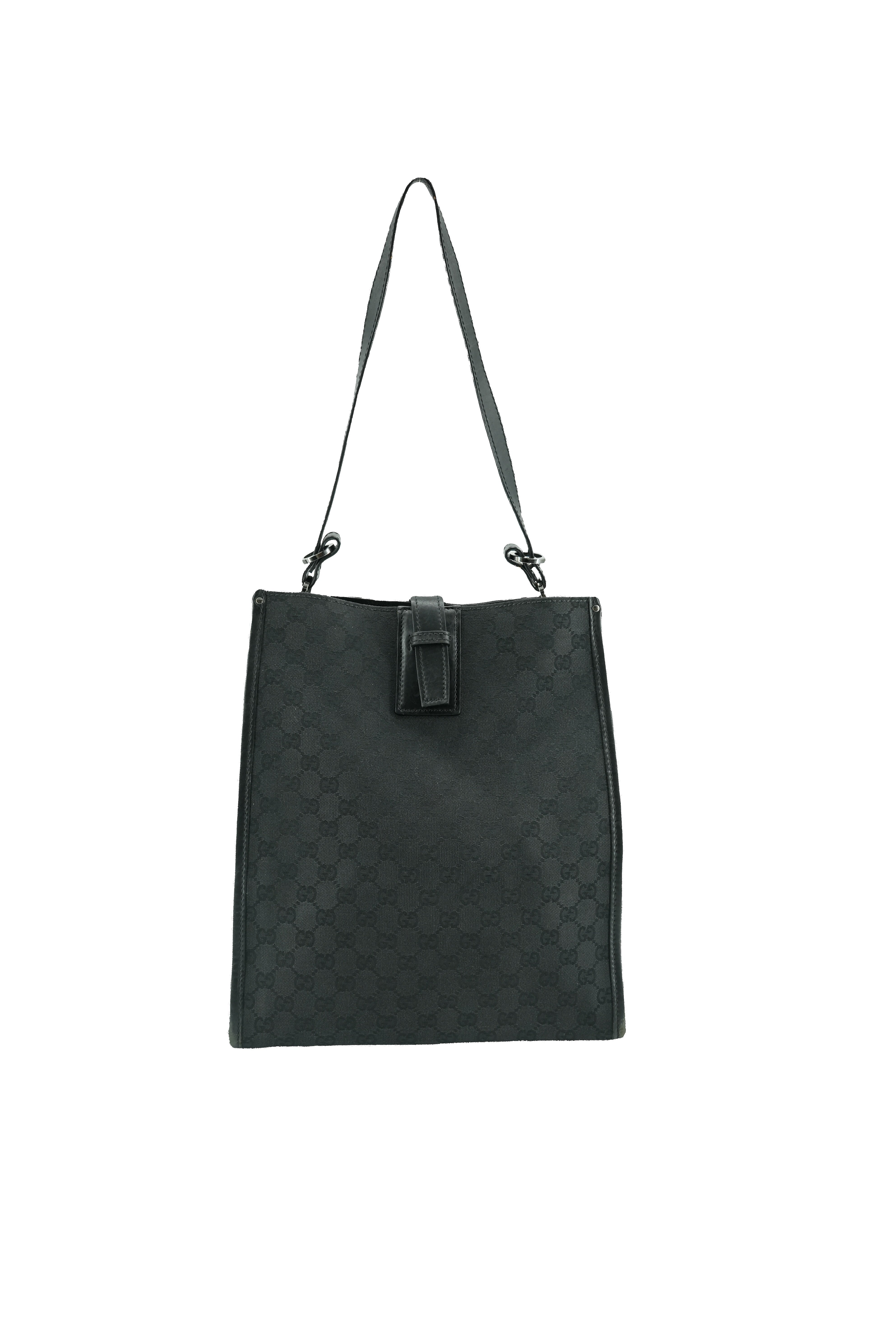 Gucci black signature canvas leather shoulder 109101 002404