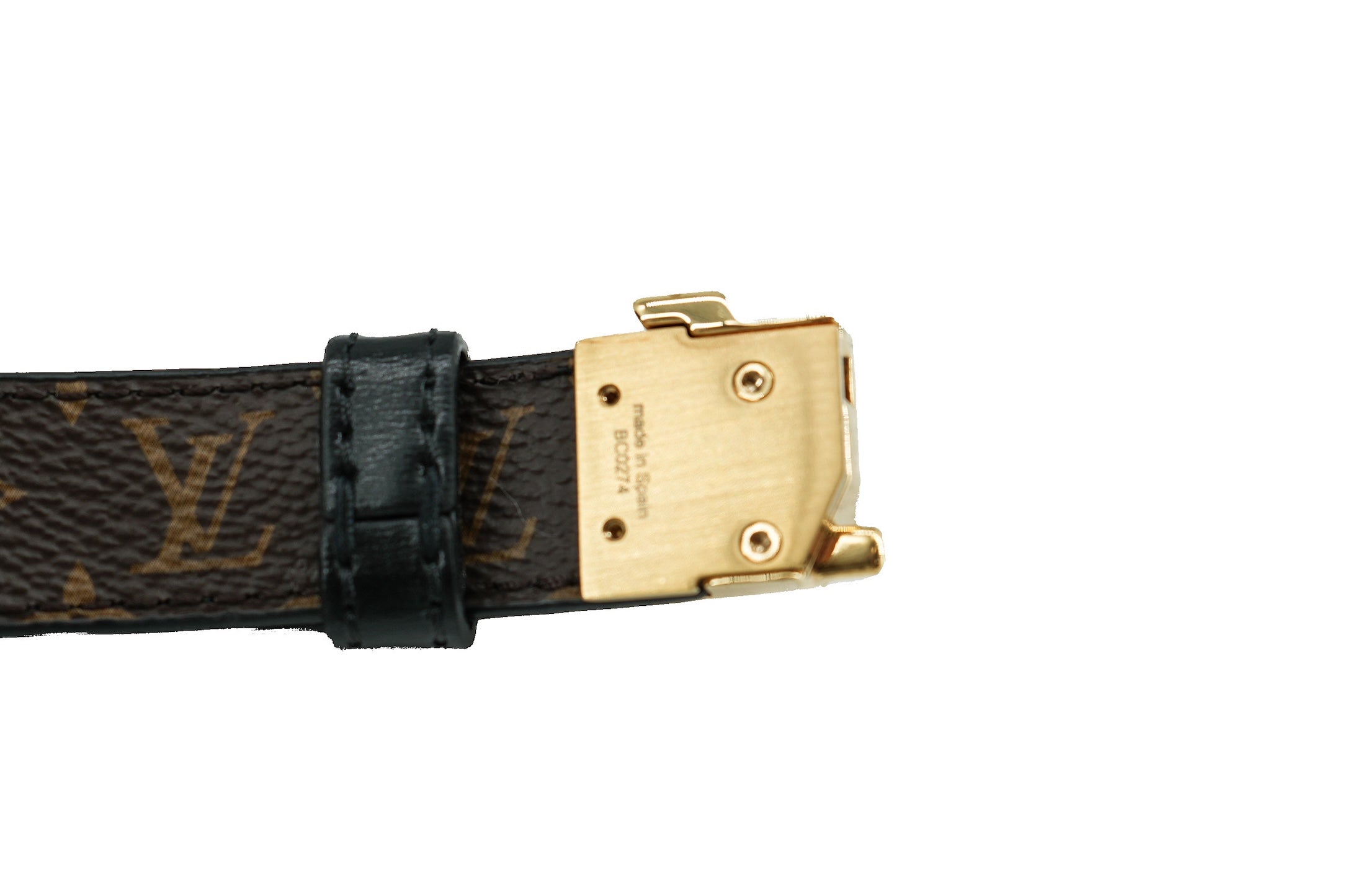 Louis Vuitton black leather Serrures 20mm belt BC0274