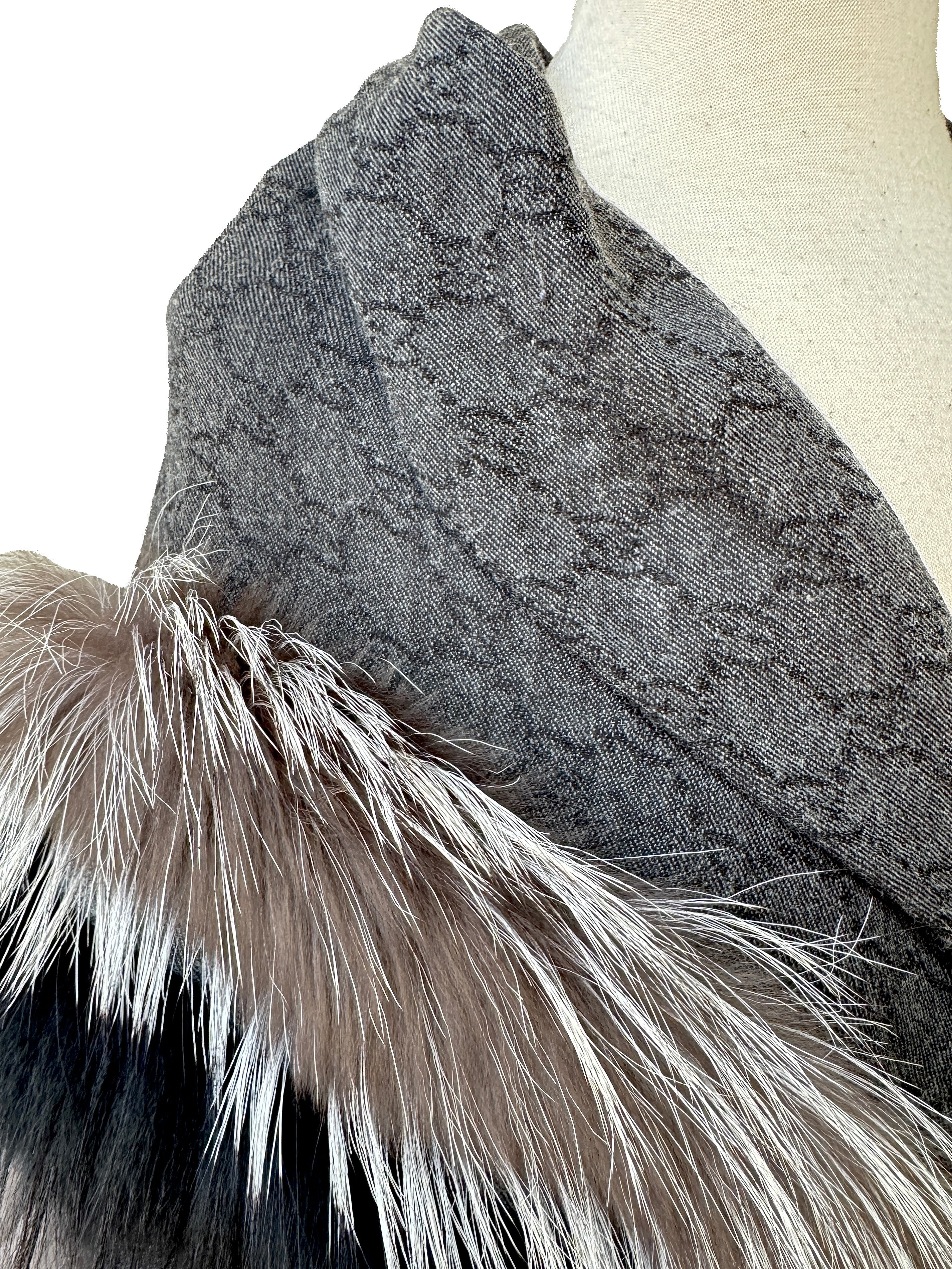 Gucci triangle cashmere and fur shawl