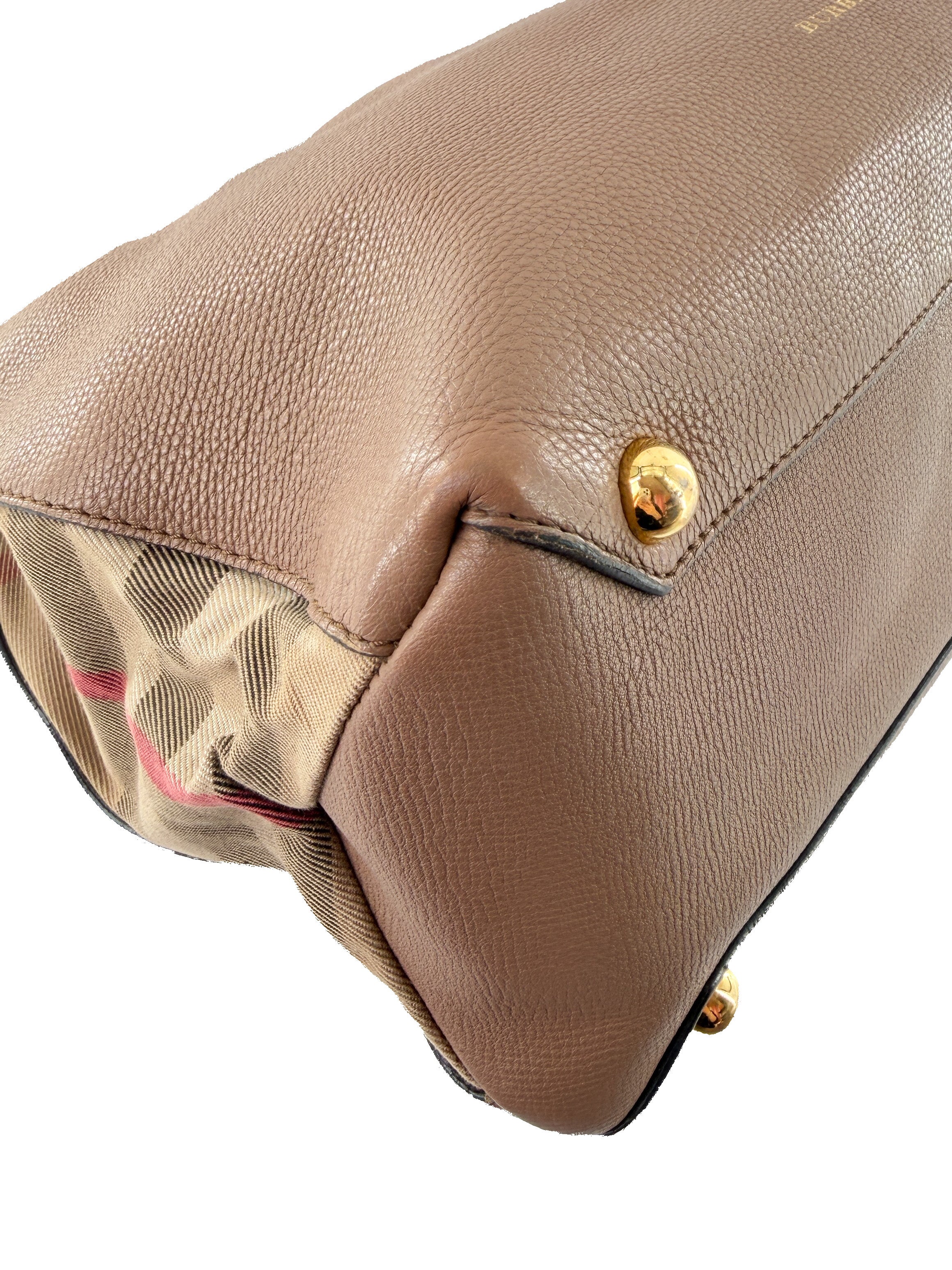 Burberry brown leather medium Banner check tote