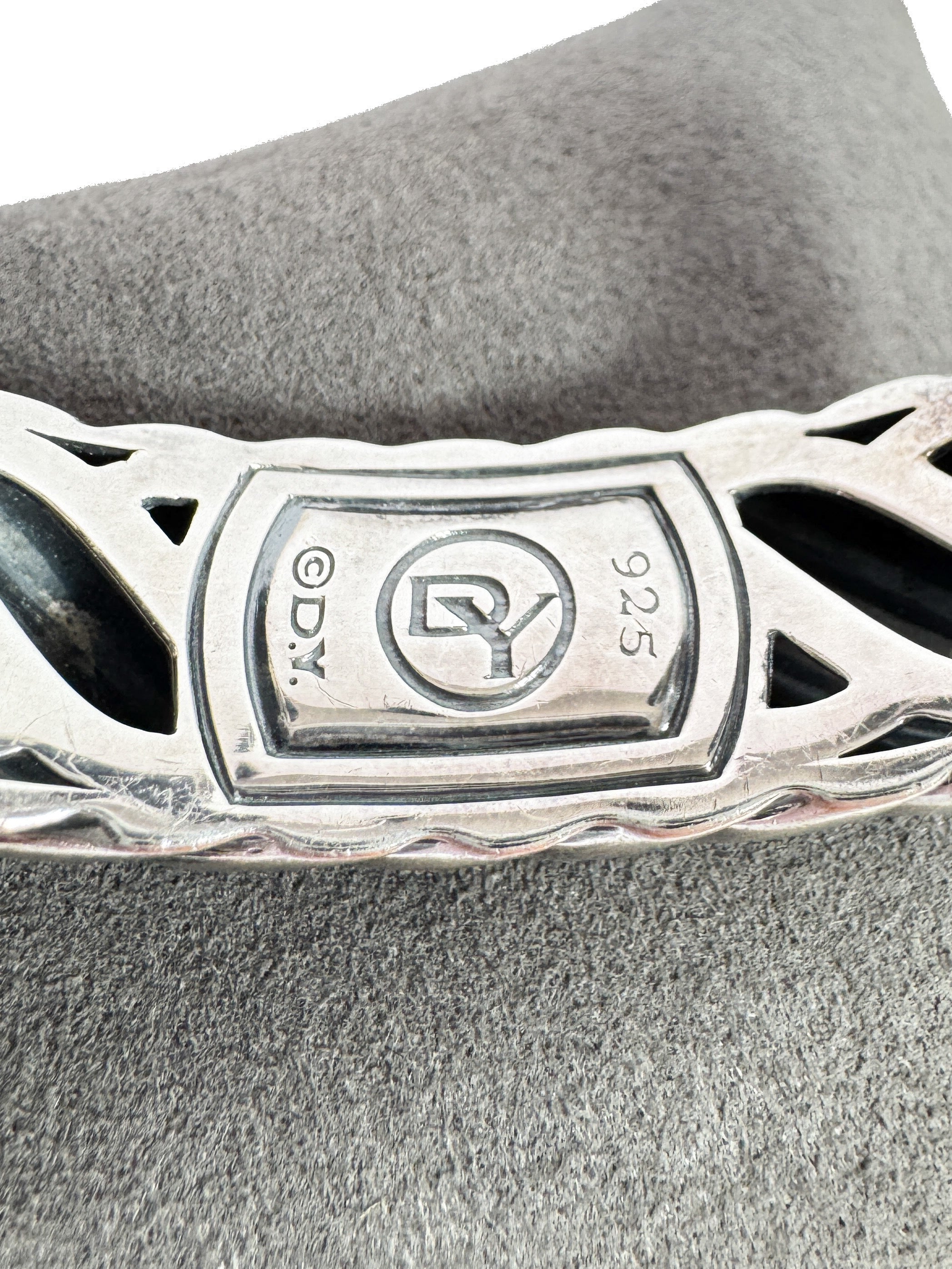 David Yurman sterling silver, black onyx Waverly hinged cuff