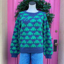 Field Flower navy green frog sweater size M NWT