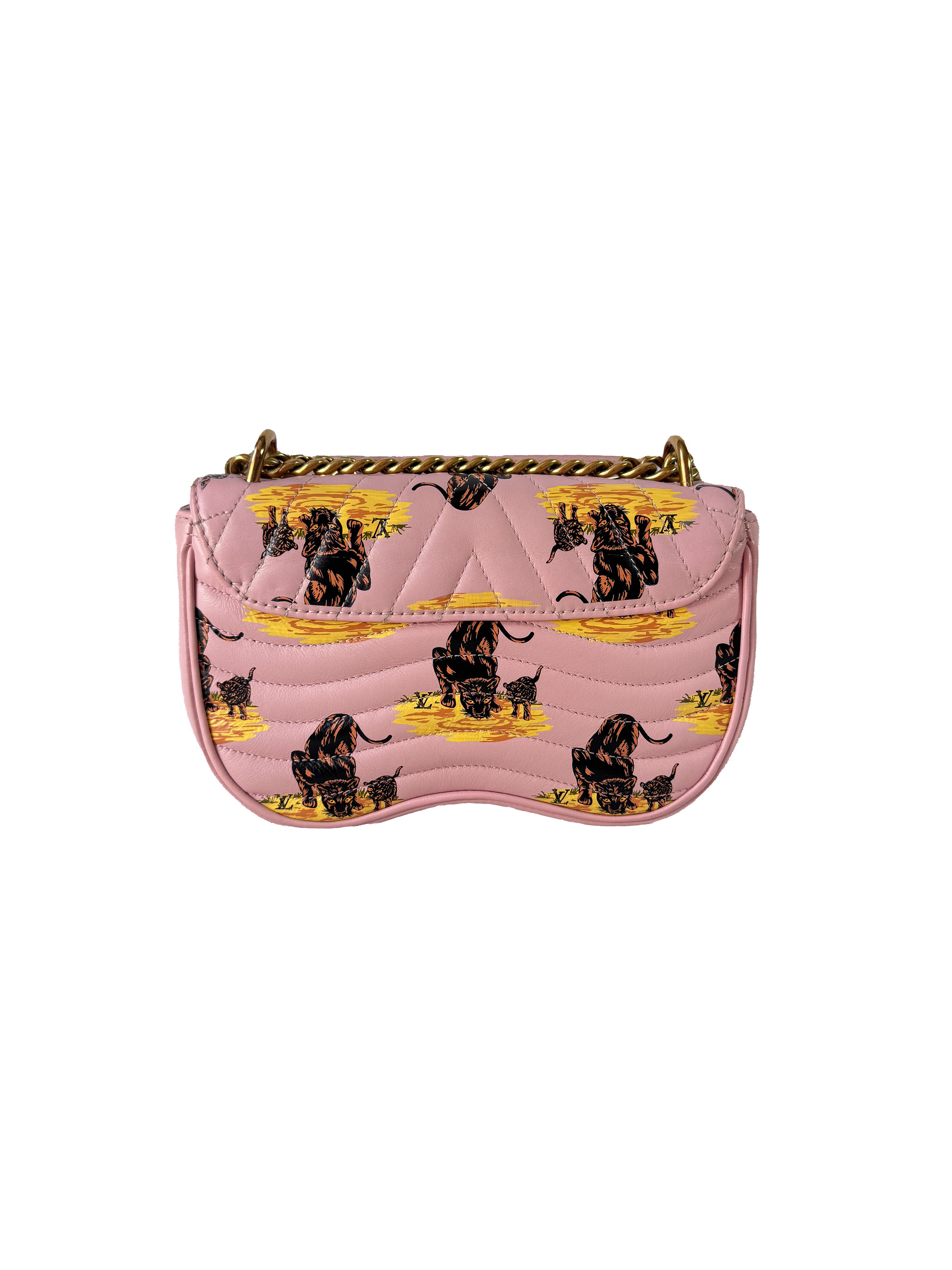 Louis Vuitton pink New Wave chain leopard crossbody PM