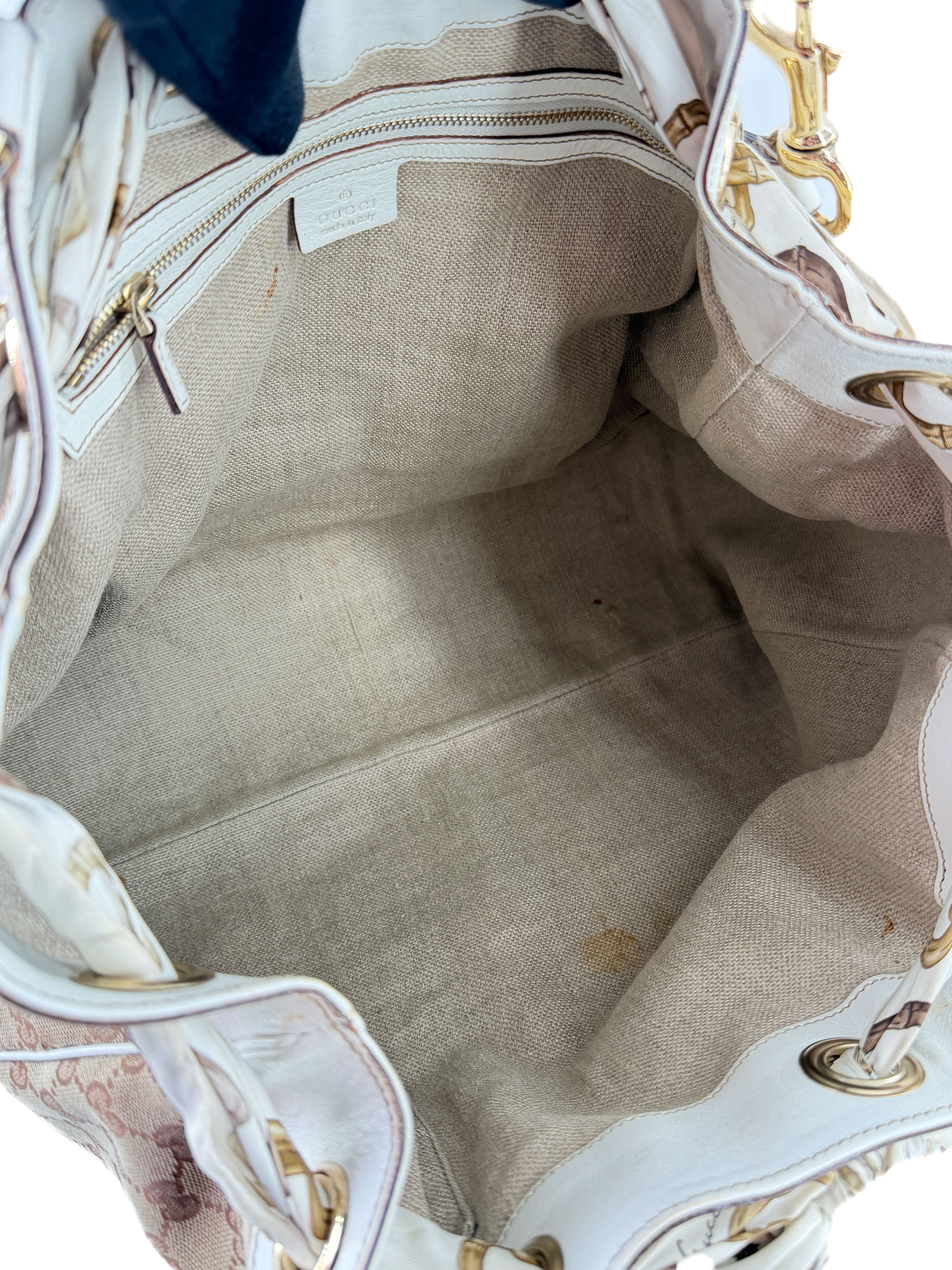 Gucci brown, white Positano scarf tote 153033 467891