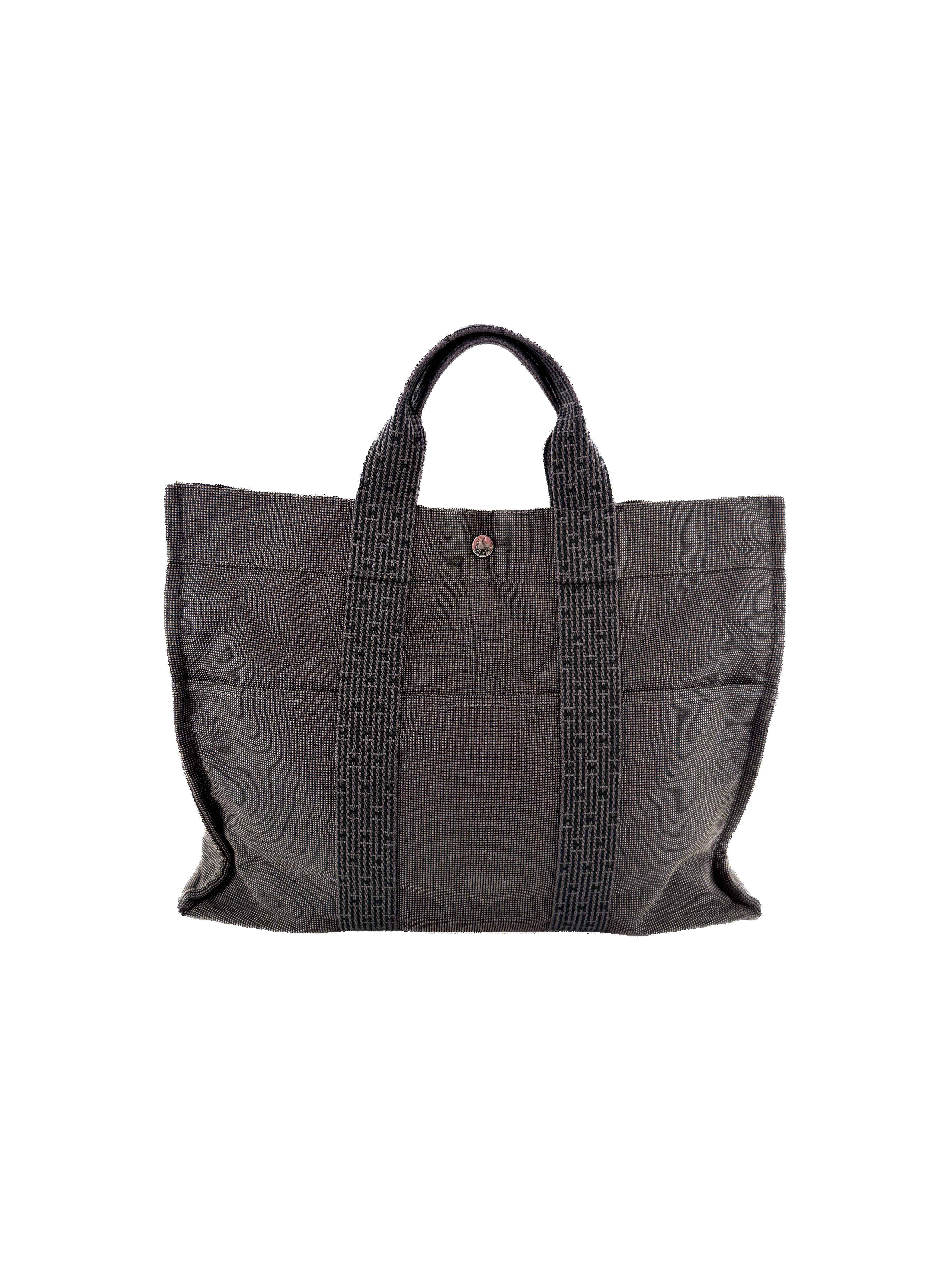 Hermès gray herline nylon tote MM