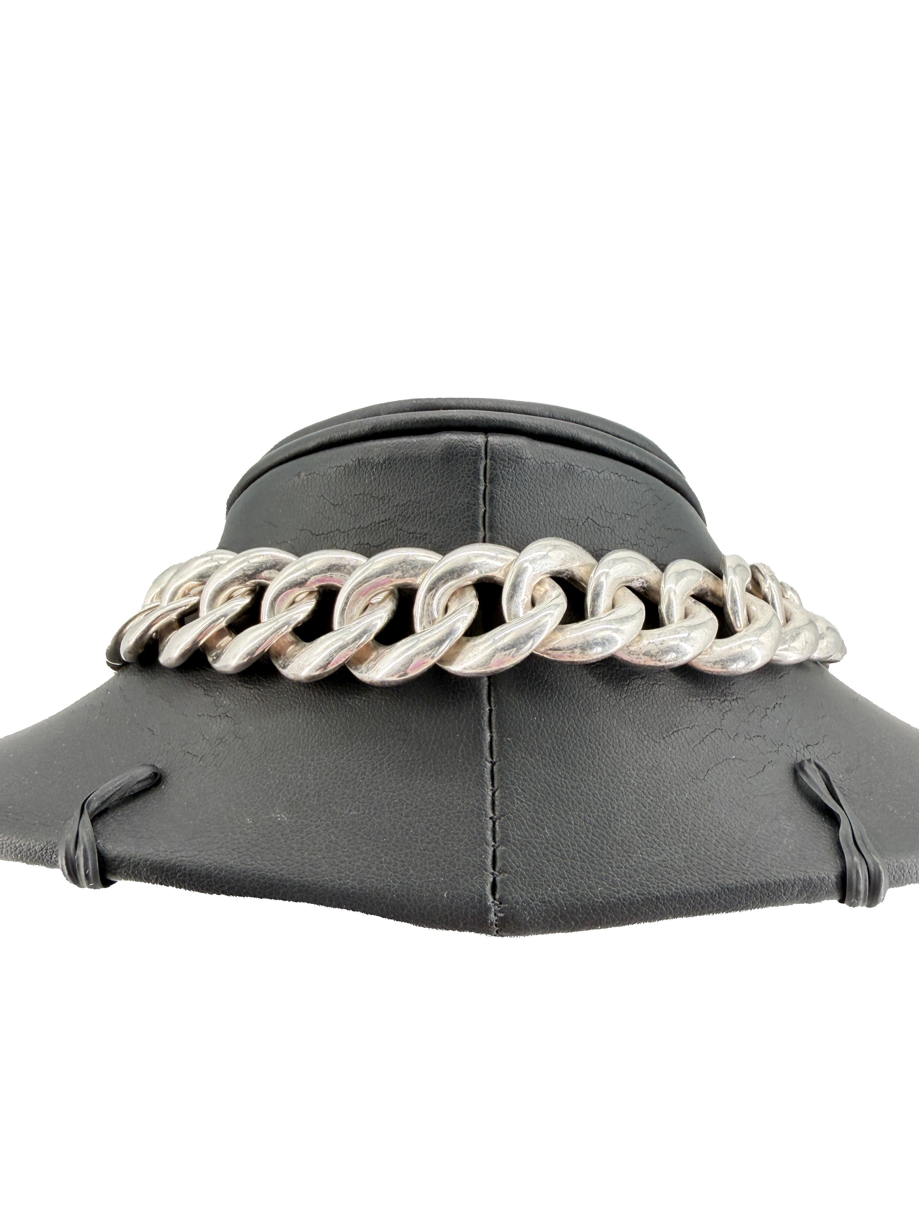 David Yurman sterling silver Cordelia curb diamon buckle necklace