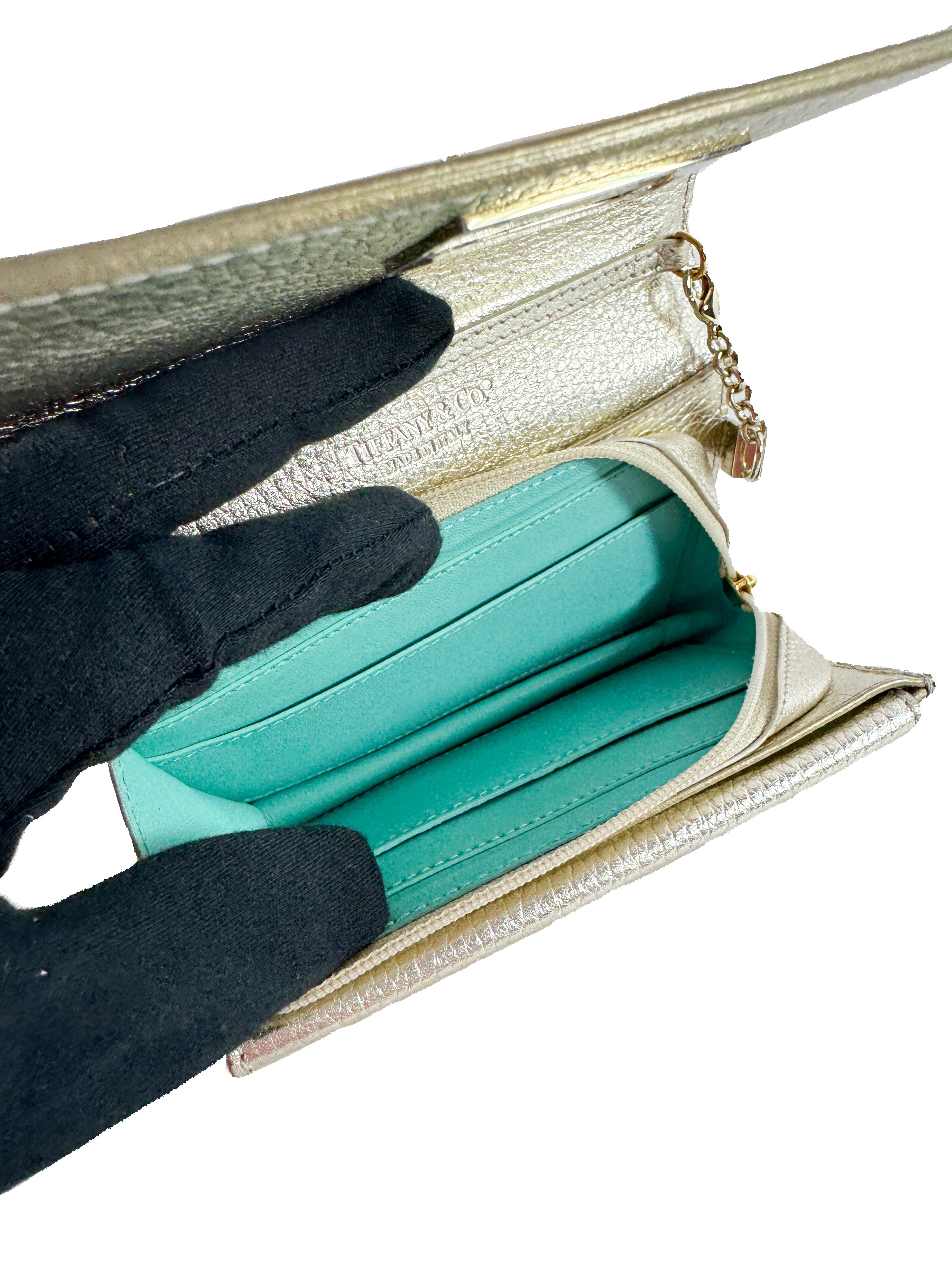 Tiffany & Co gold metallic leather wristlet - My Girlfriend's Wardrobe LLC