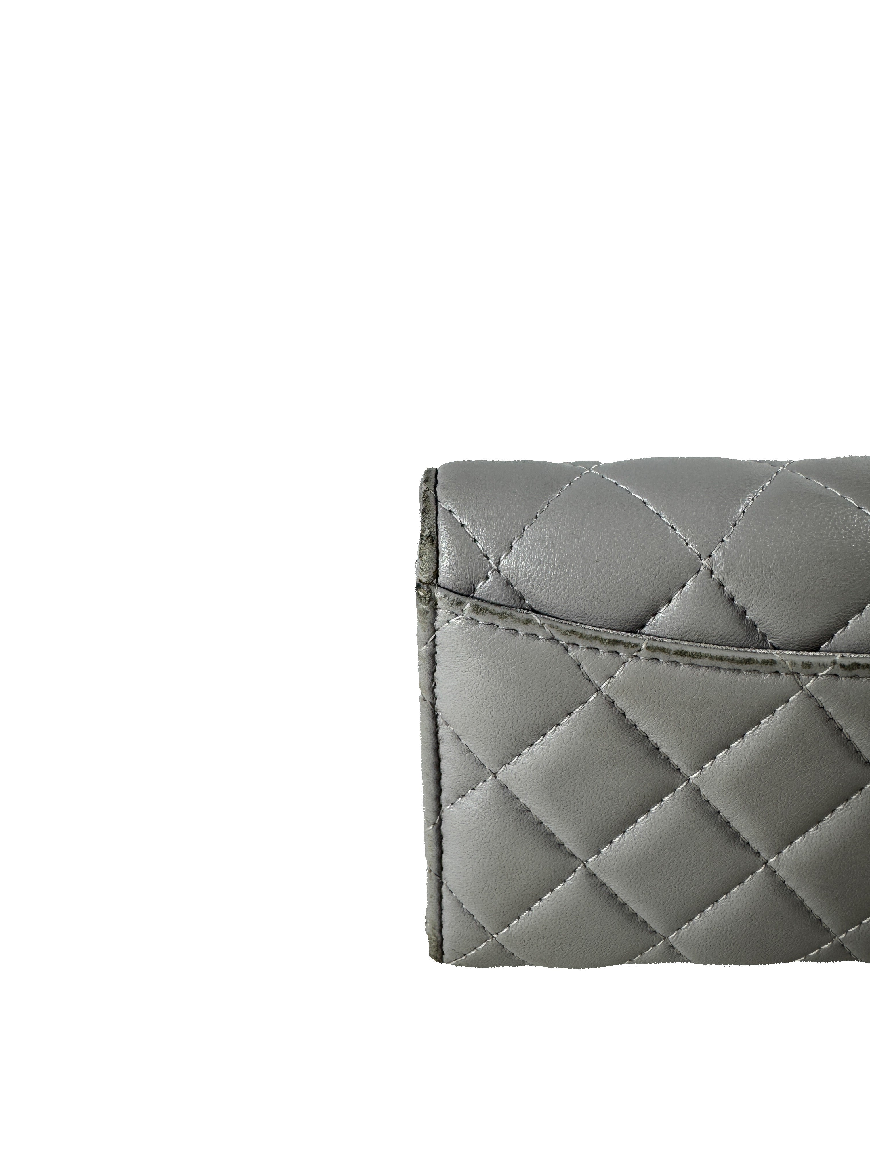 Chanel gray quilted compact wallet 31576720