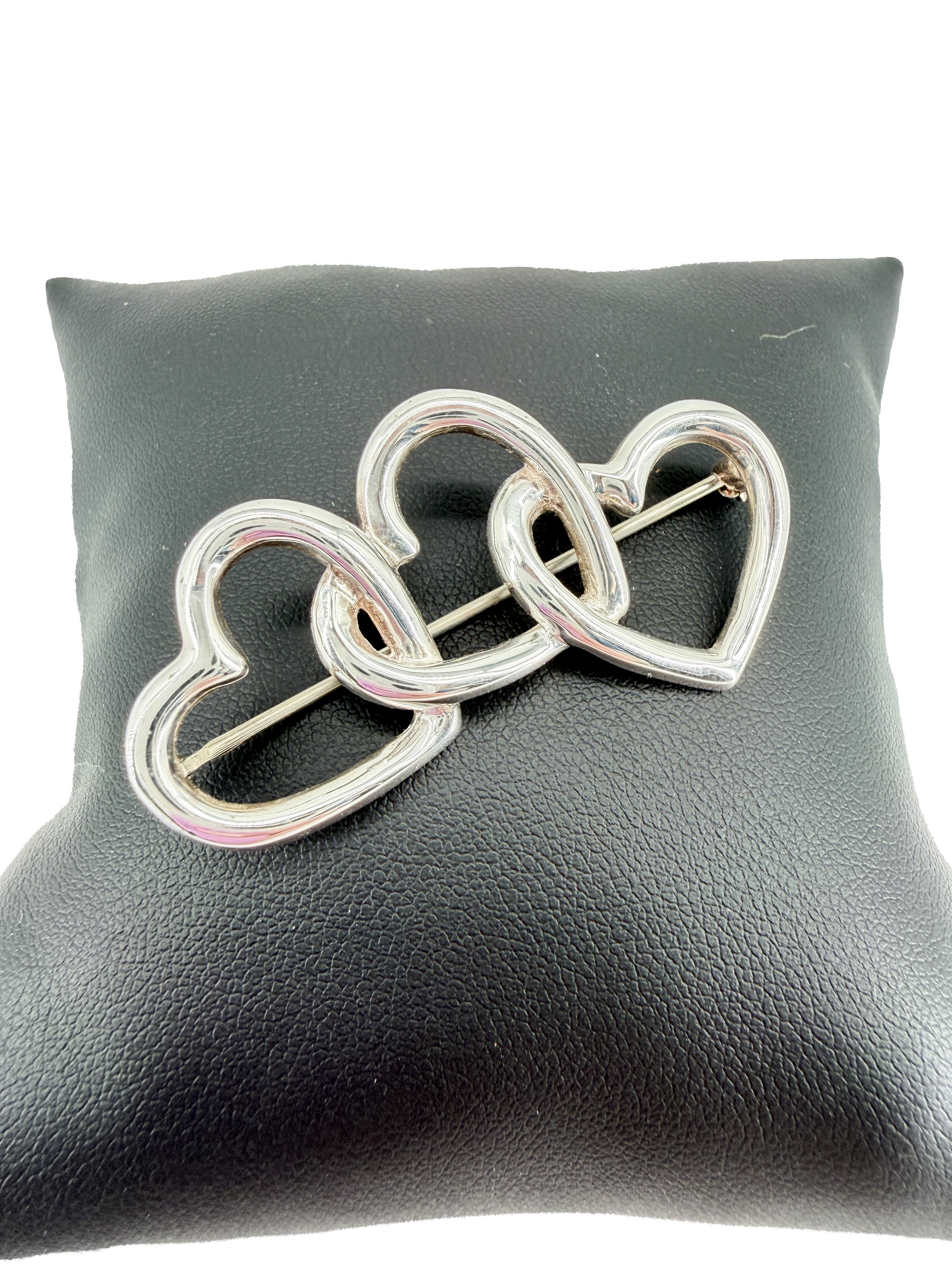 Tiffany & Co Elsa Peretti triple open heart brooch