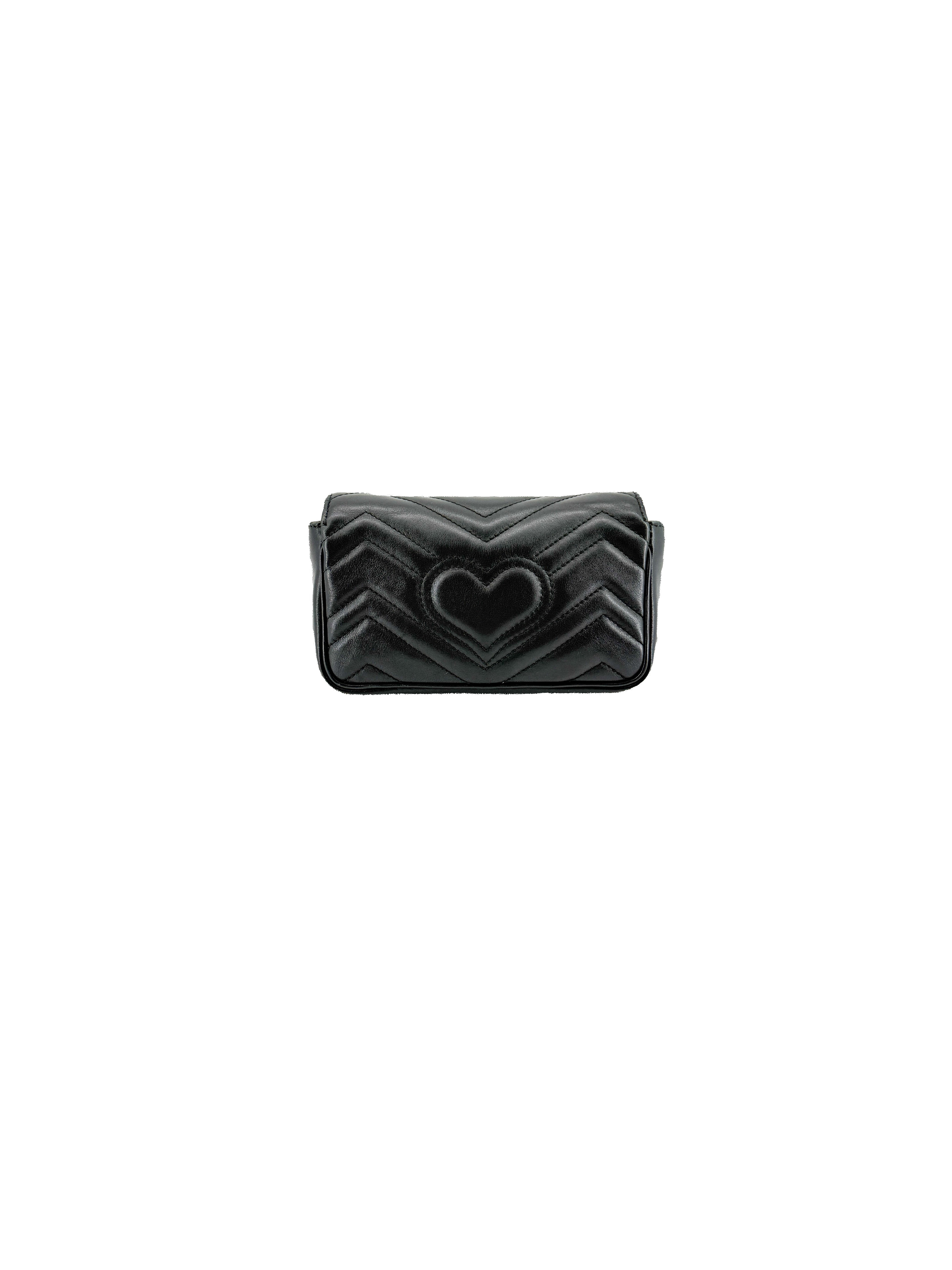 Gucci black mini Marmont flap shoulder bag 476433-0959-