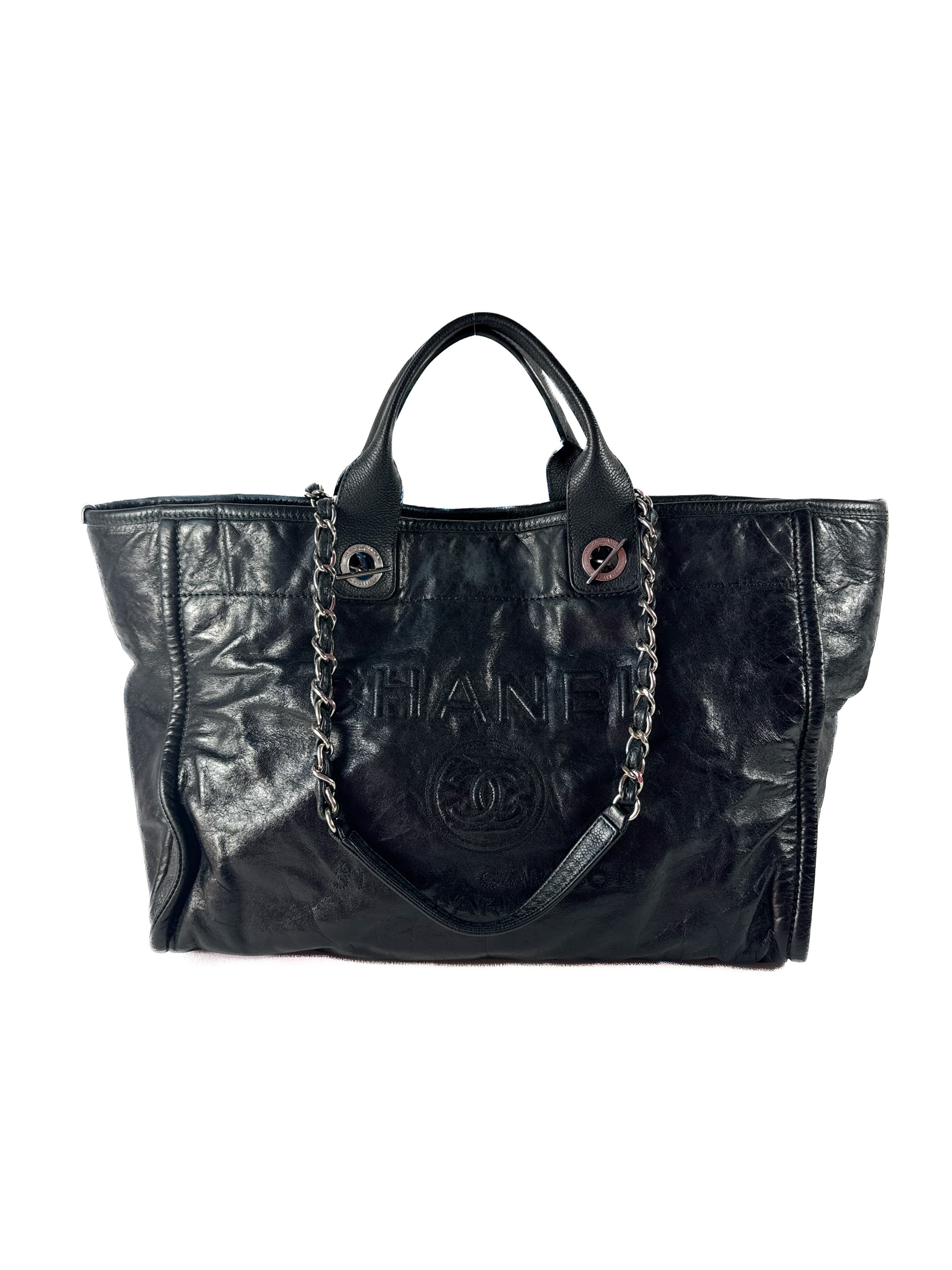 Chanel black leather glazed Deauville 22312901
