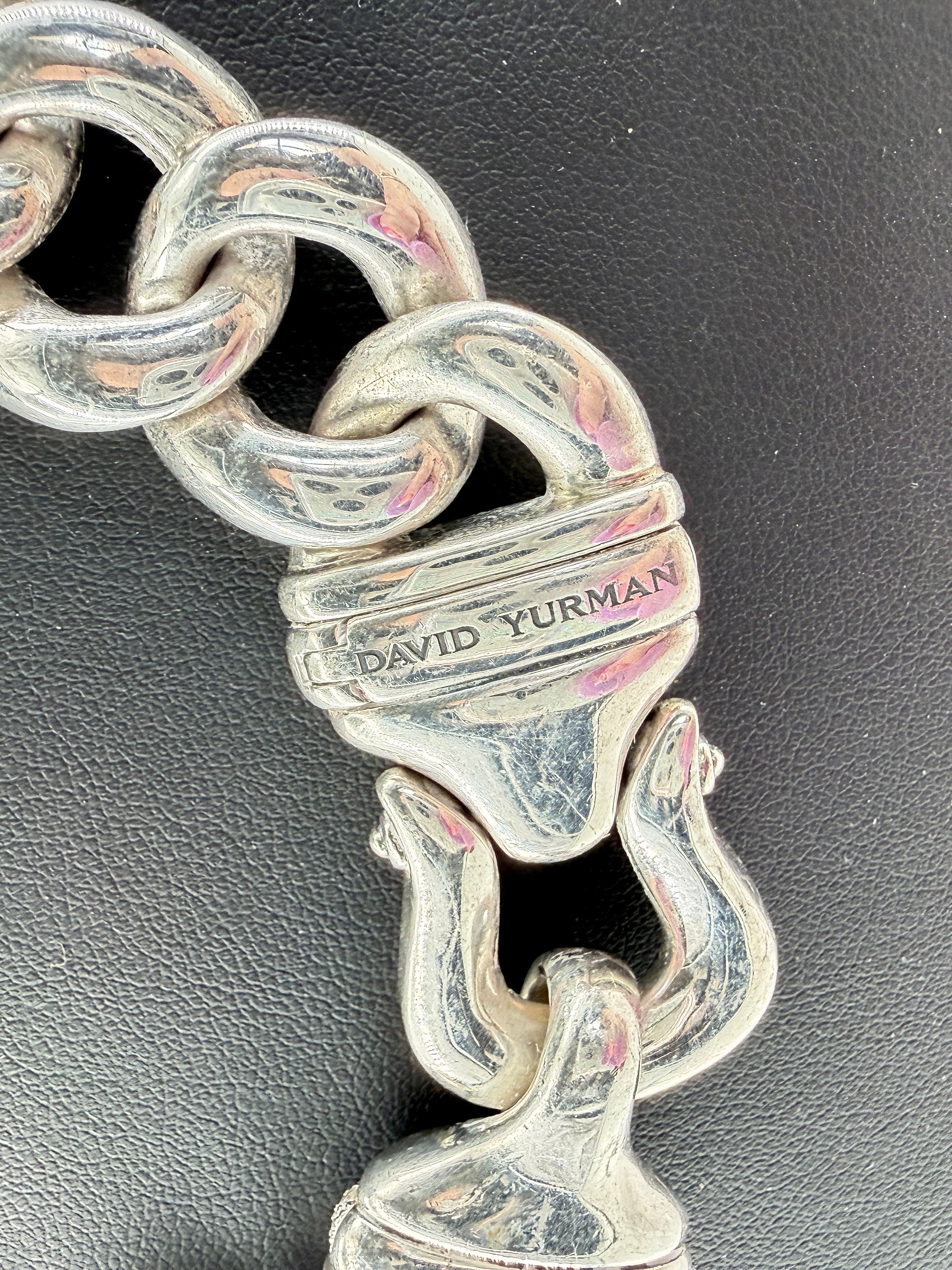 David Yurman sterling silver Cordelia curb diamon buckle necklace