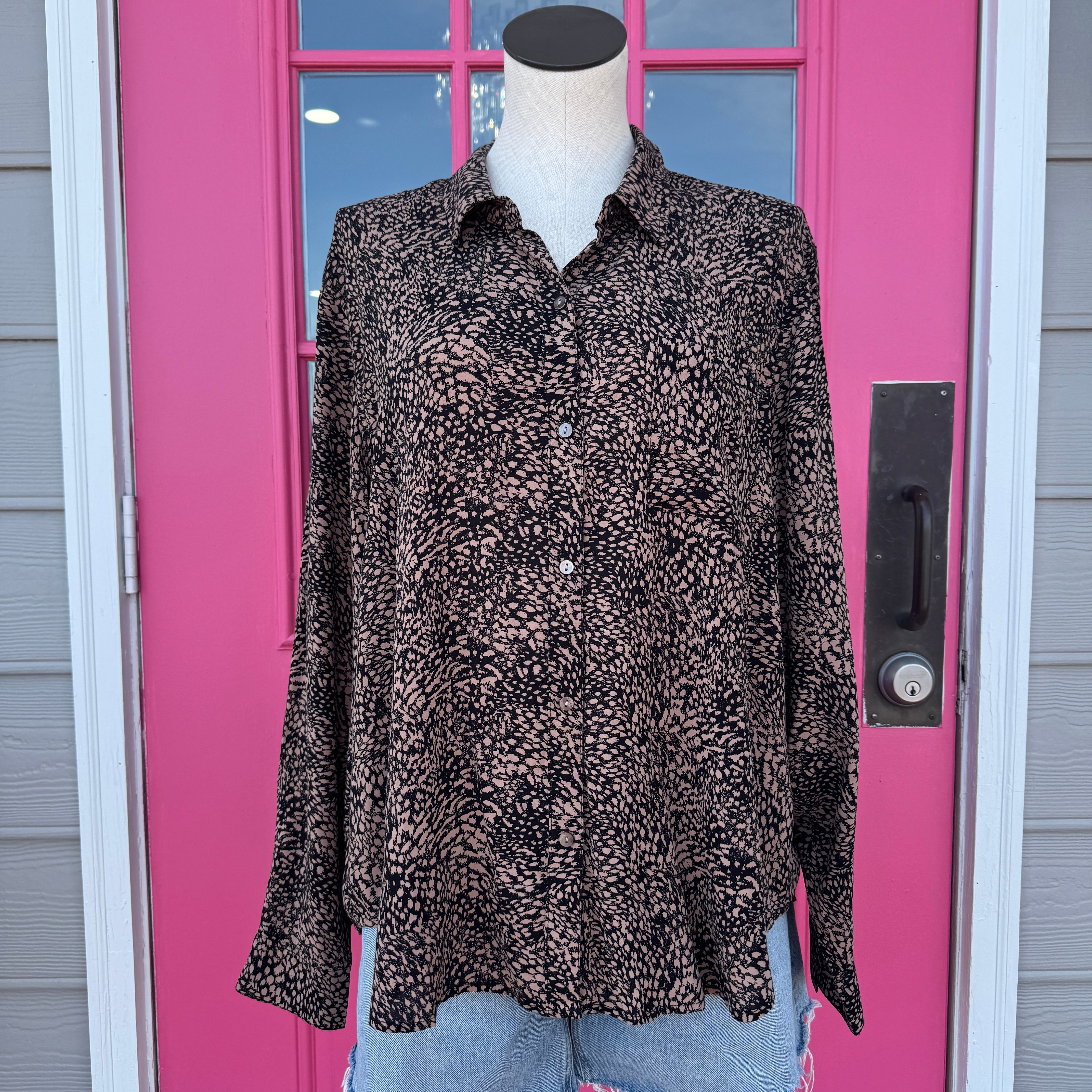 Rails black brown print button up size XL NWT