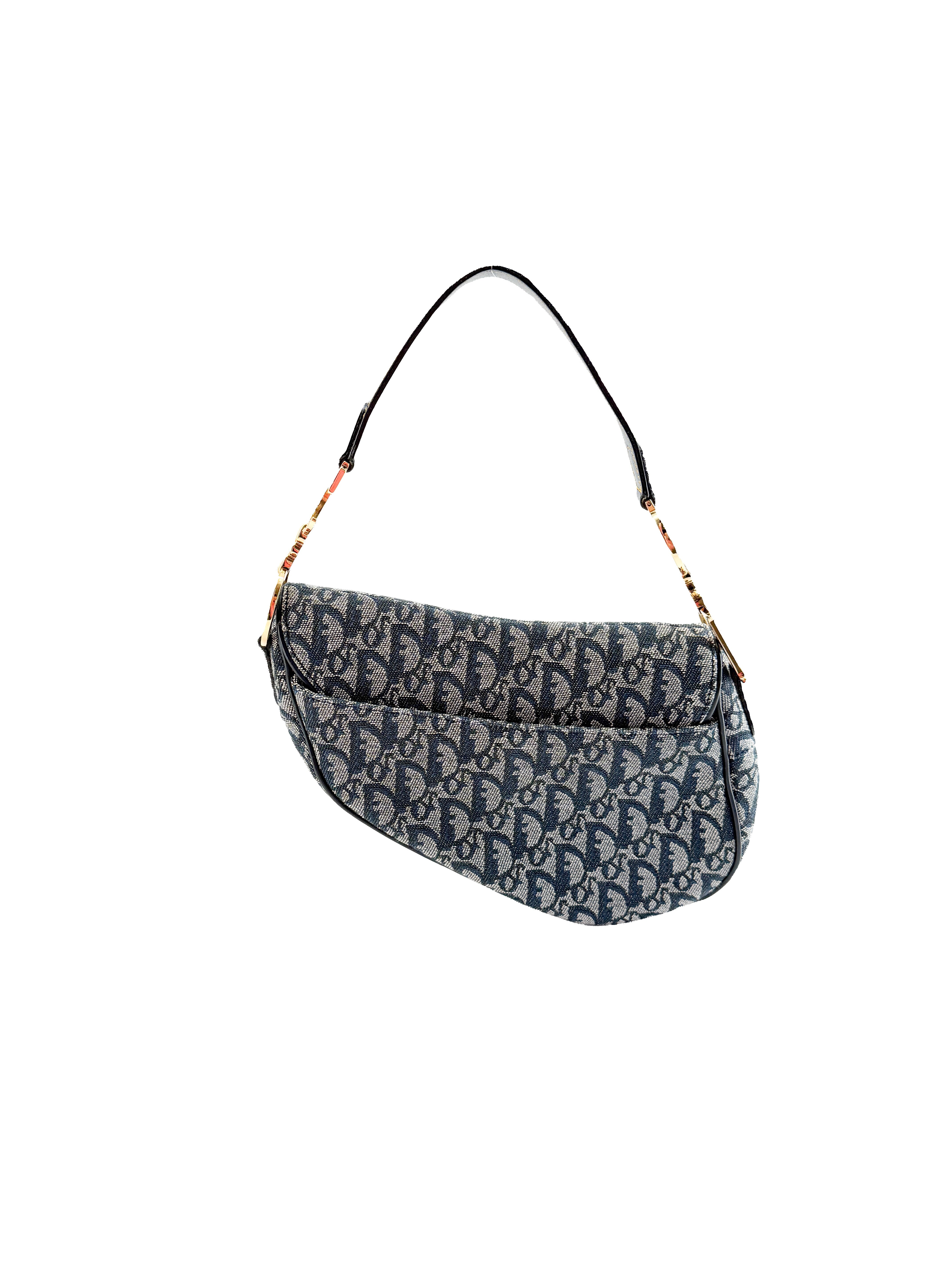 Dior vintage navy oblique saddle bag RU 0012