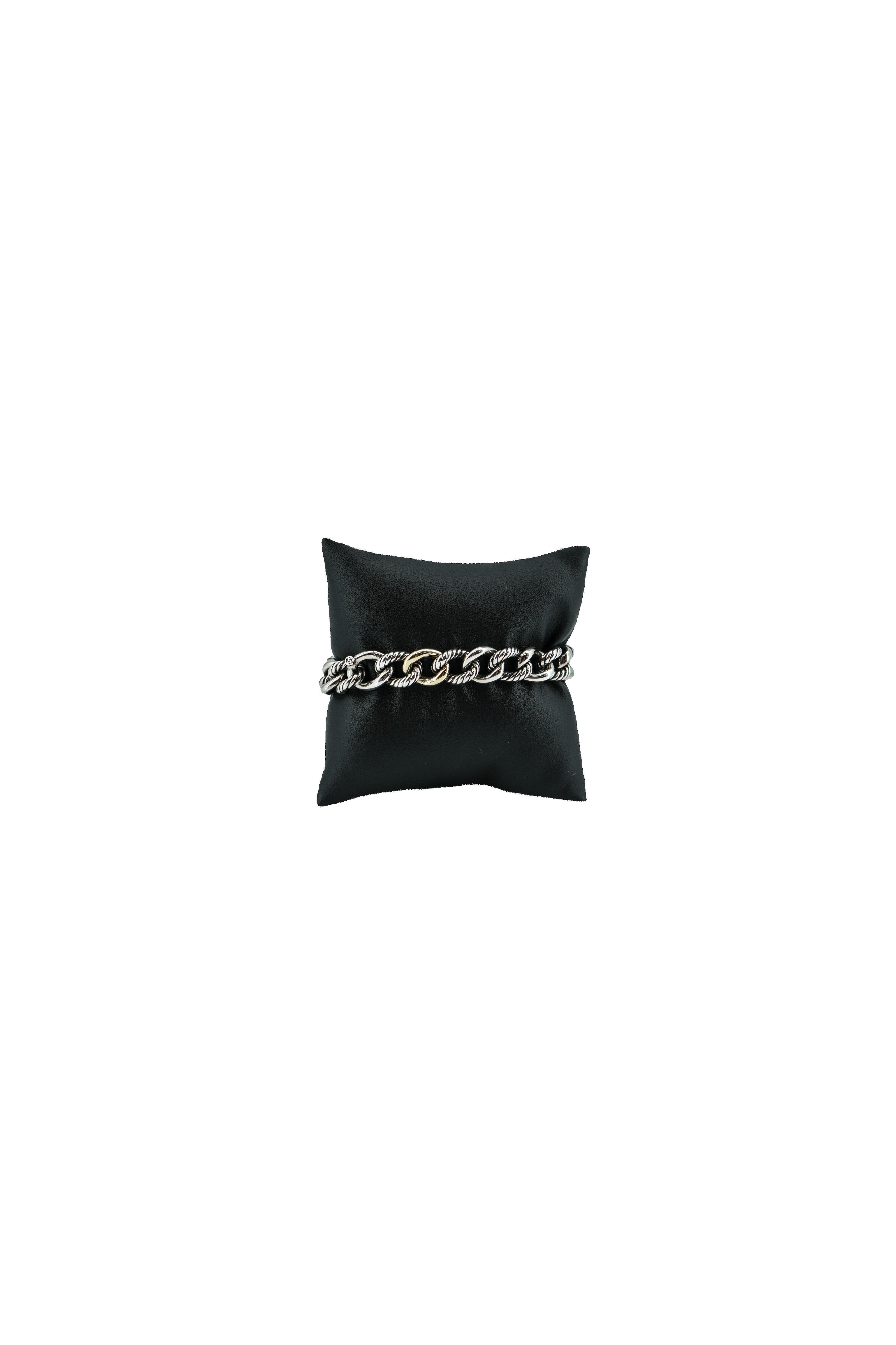 David Yurman sterling silver, yellow gold Belmont curb bracelet