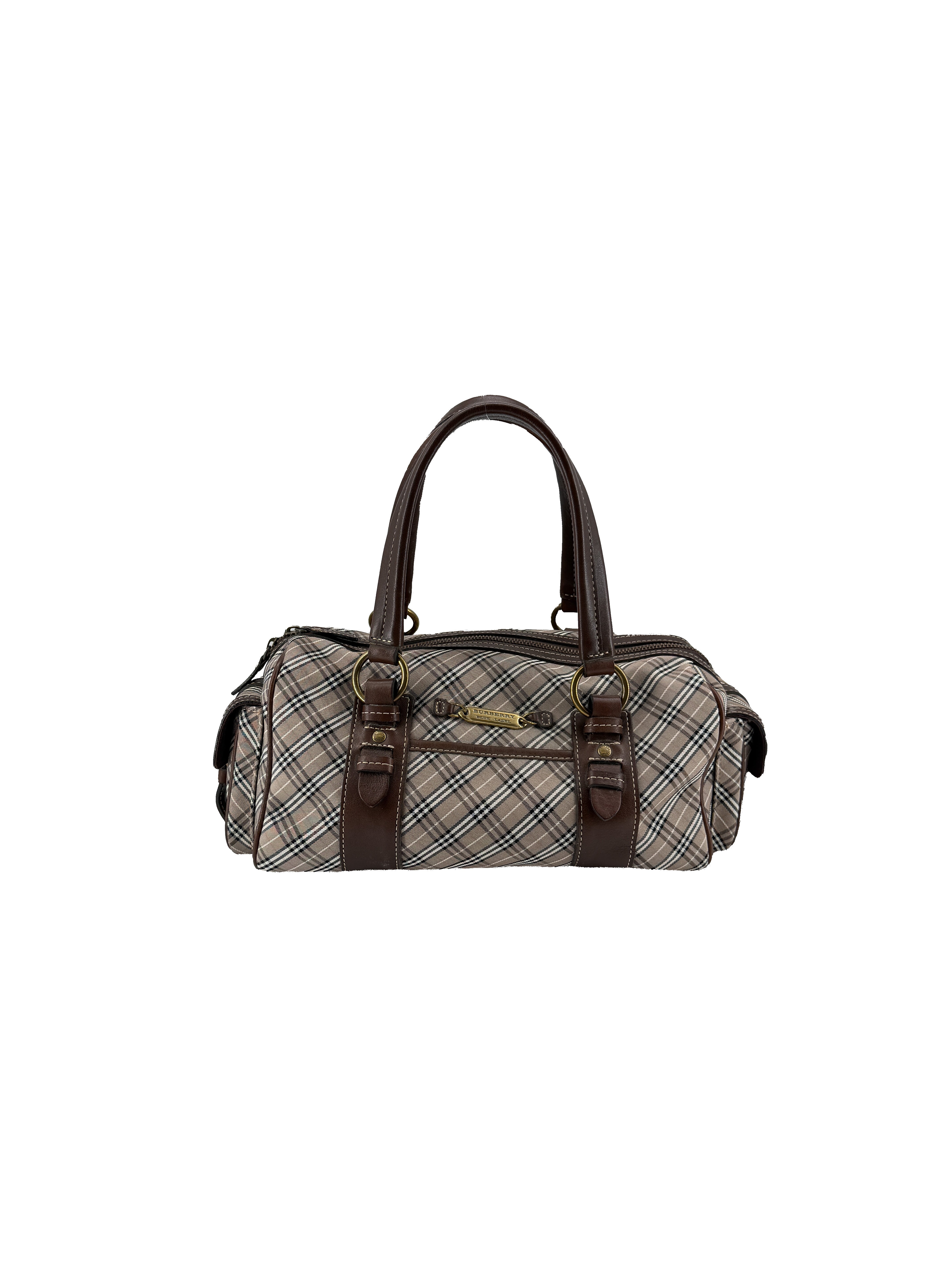 Burberry Blue Label brown plaid boston bag