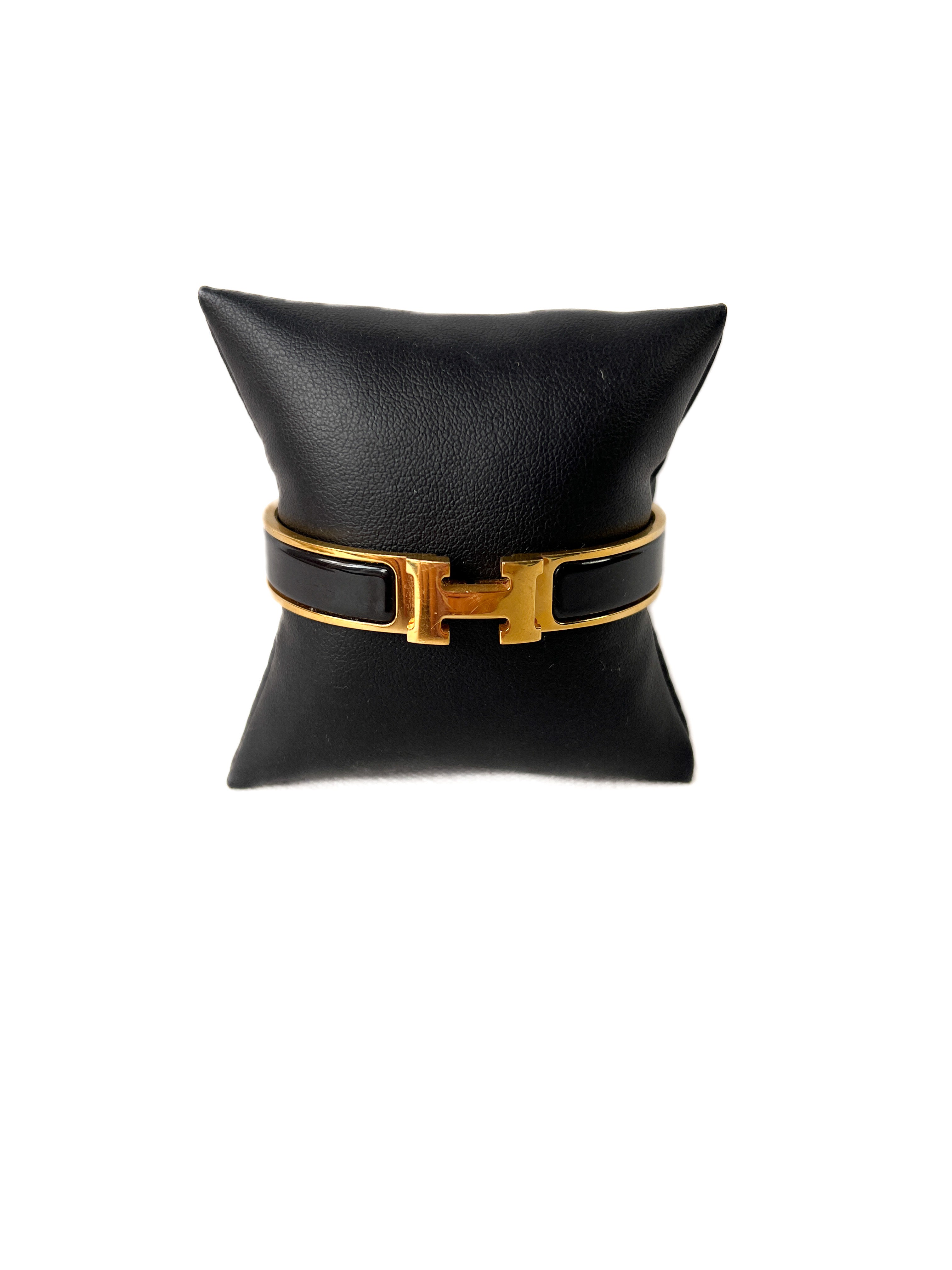 Hermes black and gold Clic H bracelet GM