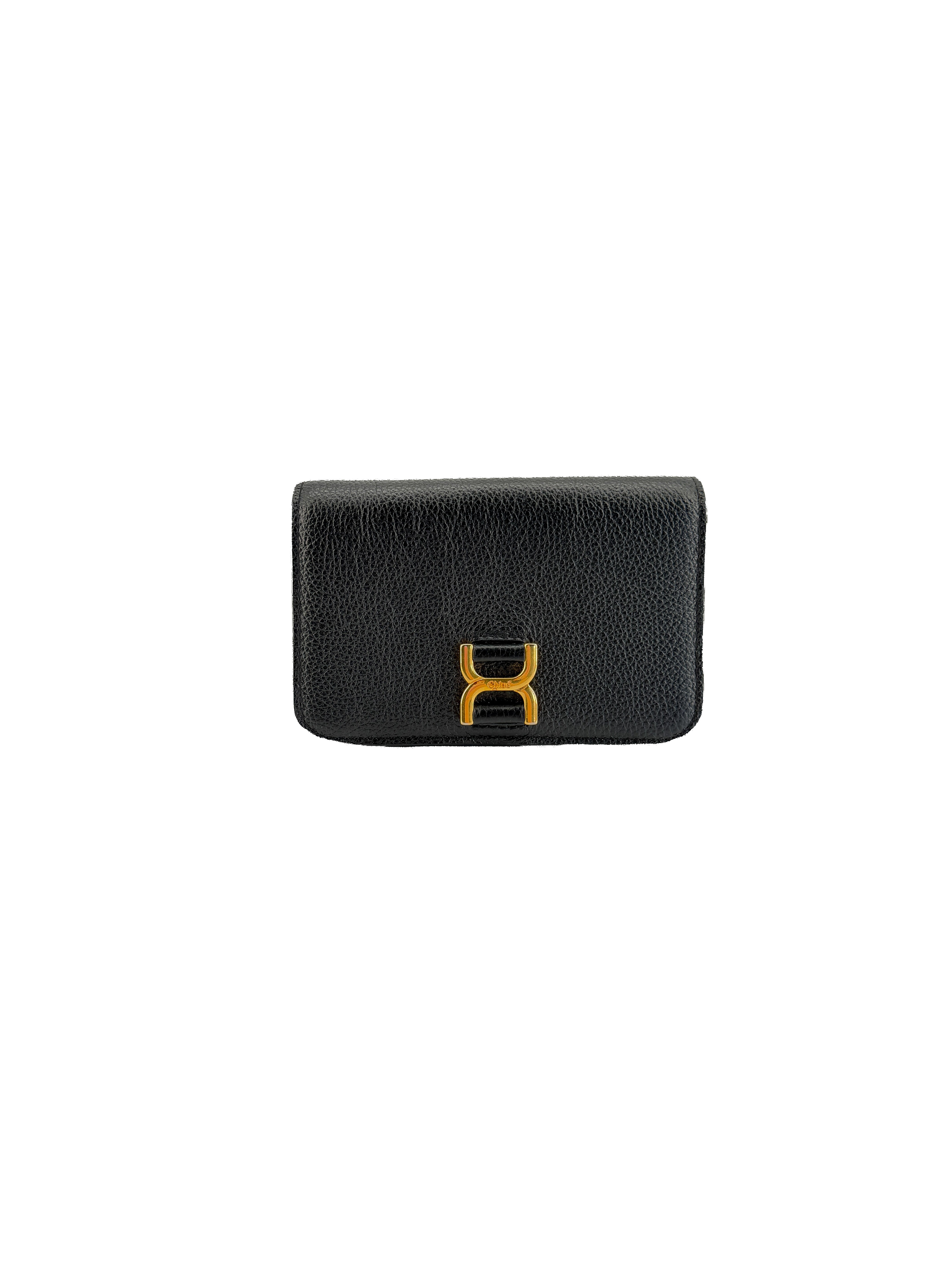 Chloé black leather medium Marcie compact wallet