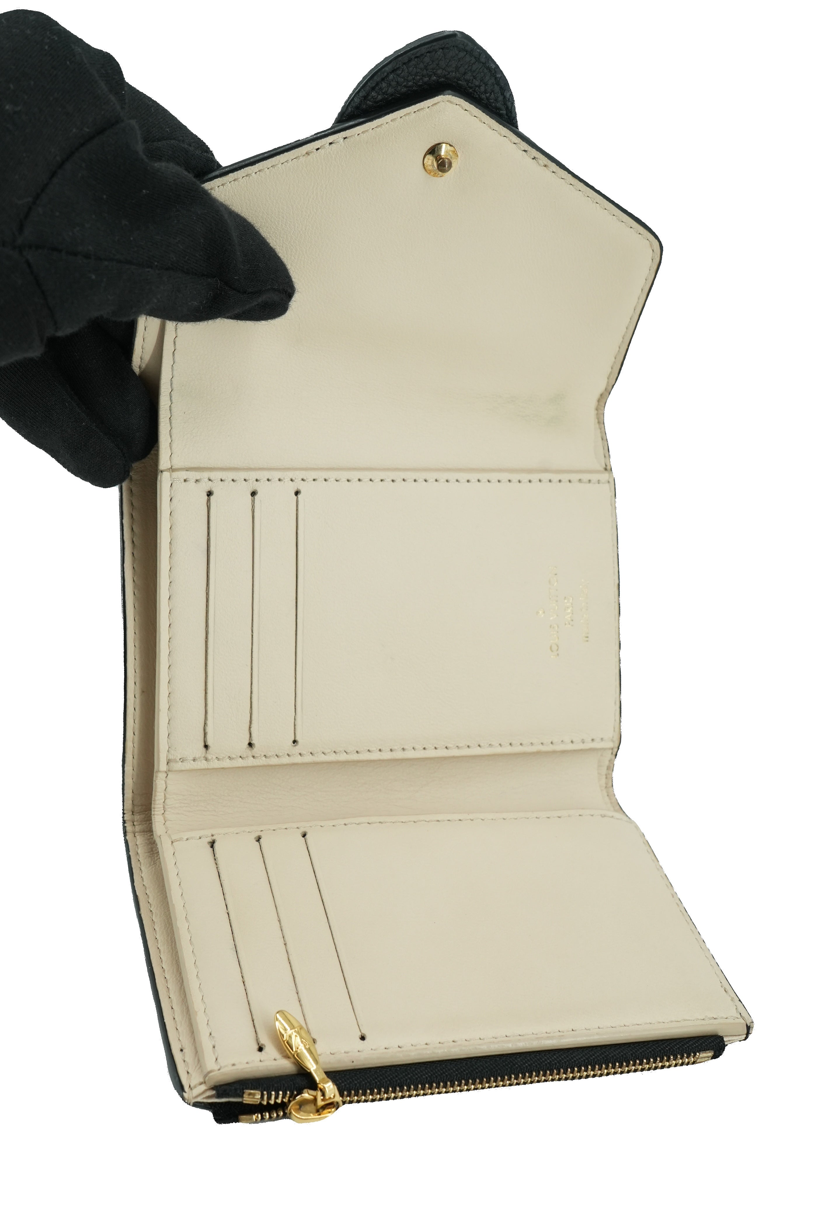 Louis Vuitton black leather Pont 9 compact wallet NFC