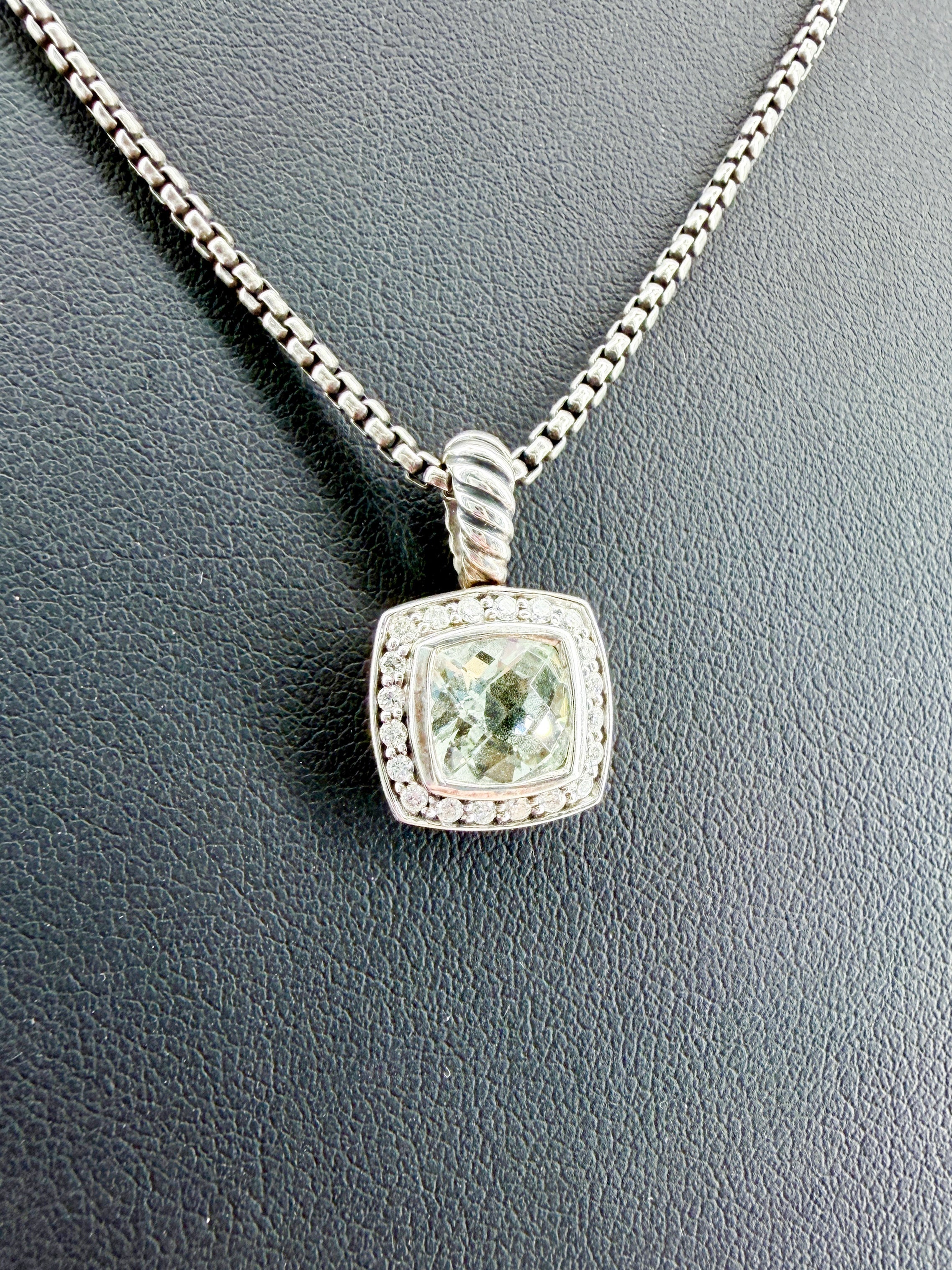 David Yurman Petite Albion pendant necklace Prasiolite and pavé diamonds