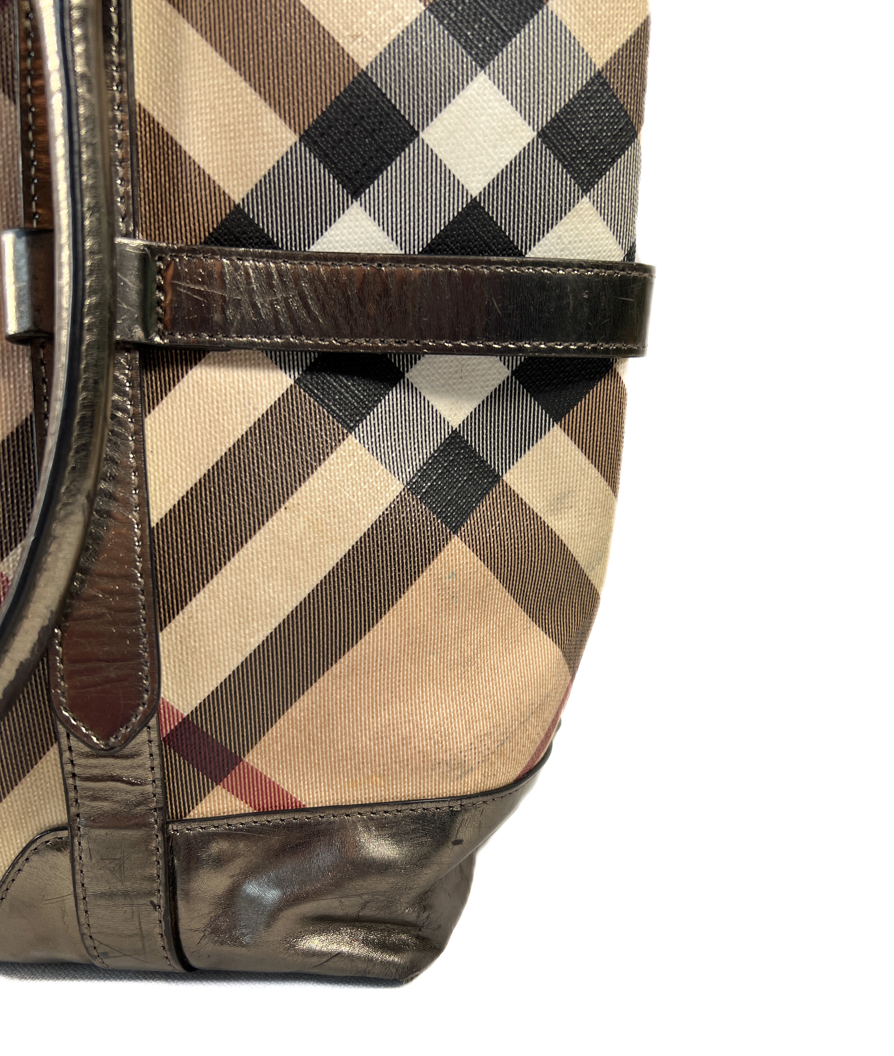 Burberry plaid silver metallic tote **AS IS**