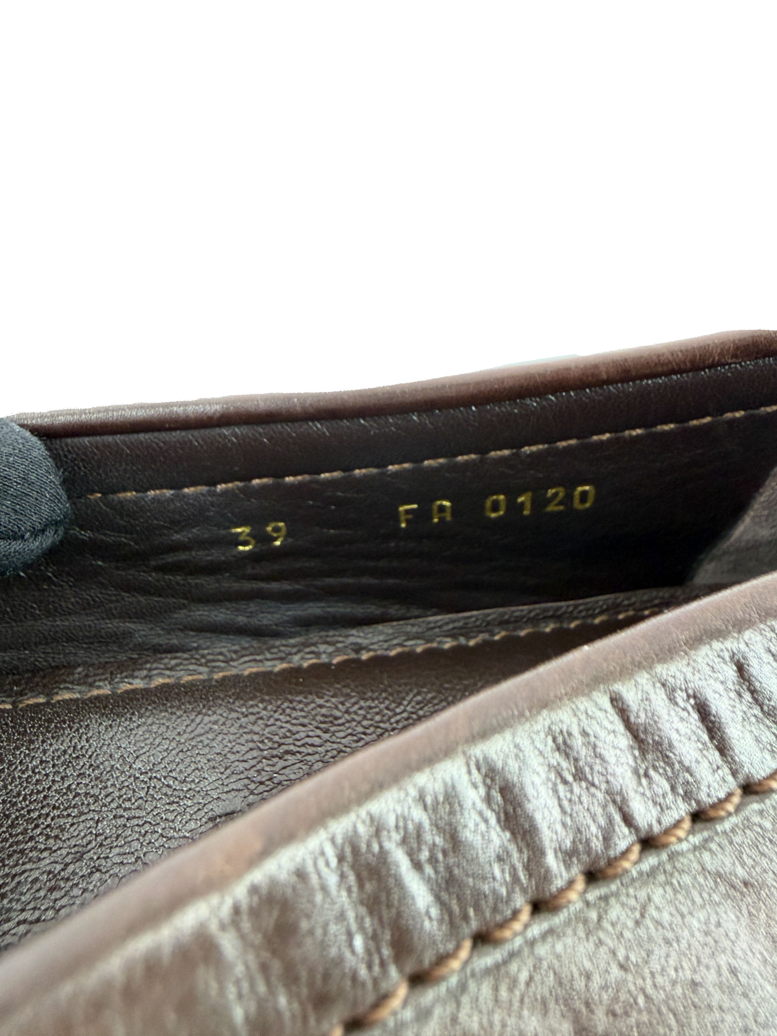 Louis Vuitton dark brown leather driving loafers size 39 FA0120