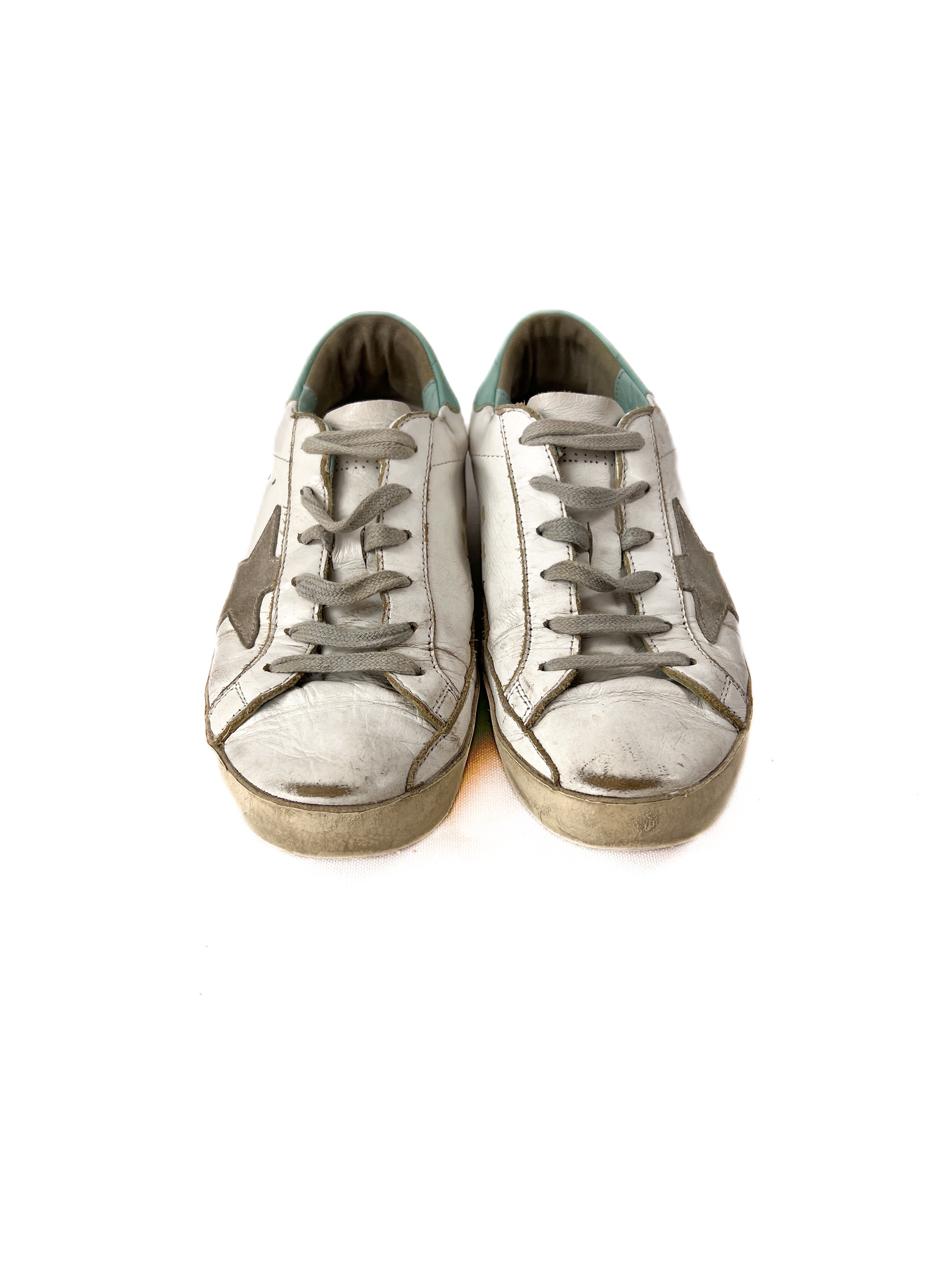 Golden Goose white and blue superstar sneakers size 36