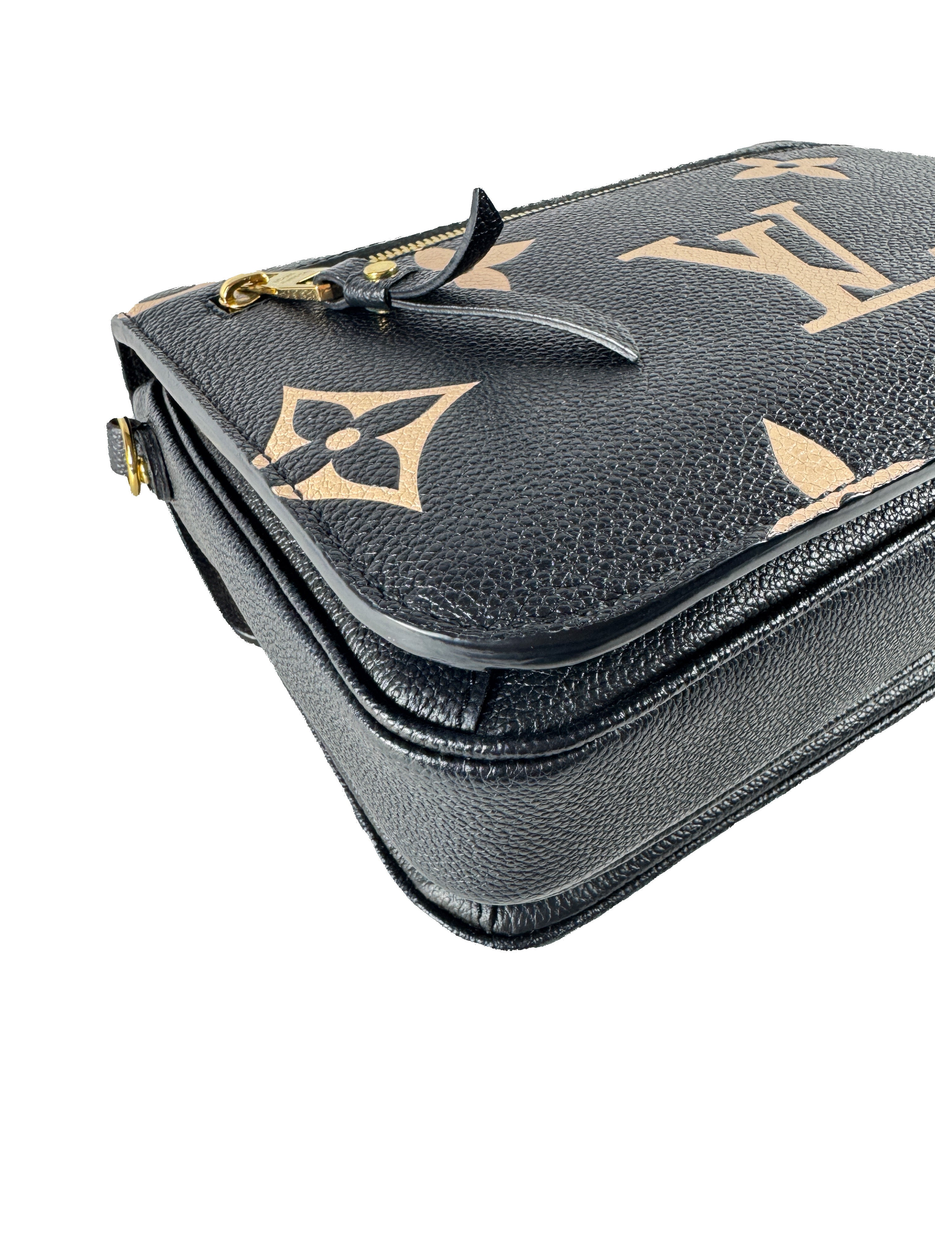 Louis Vuitton black bicolor empreinte giant monogram pochette metis DU